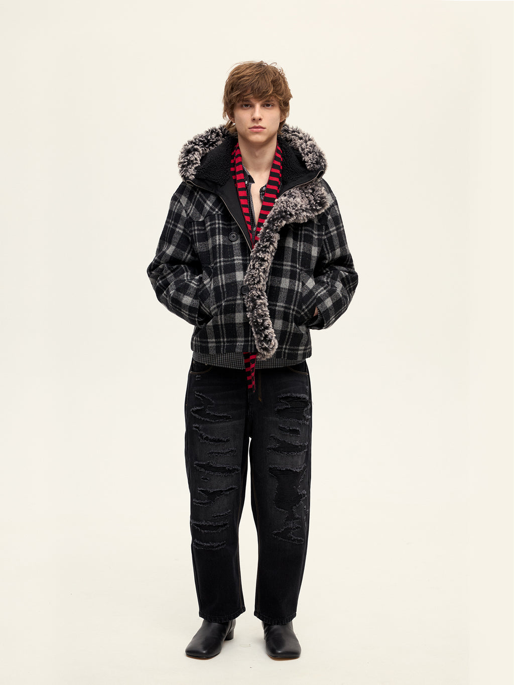 Plaid Snow Woolen Jacket