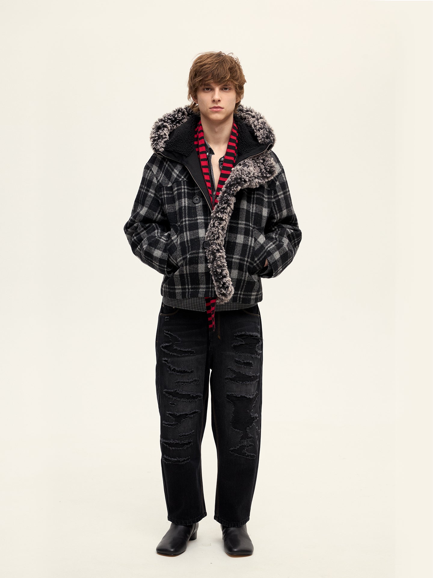 Plaid Snow Woolen Jacket