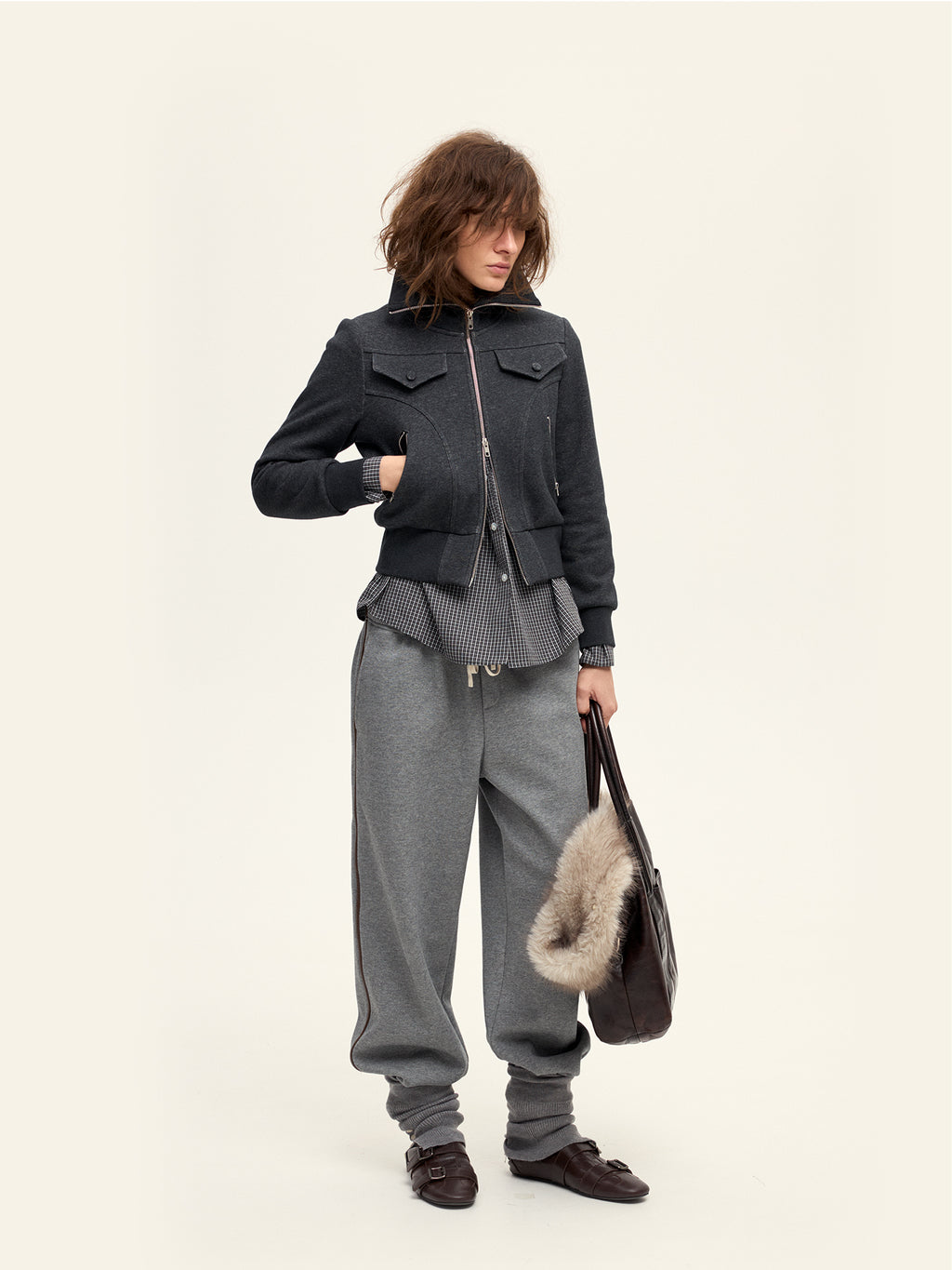 Cropped Sweatshirt Jacket