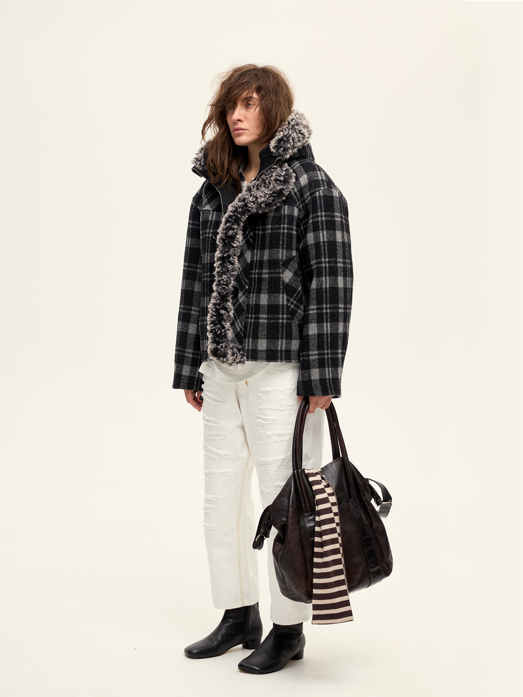 Plaid Snow Woolen Jacket