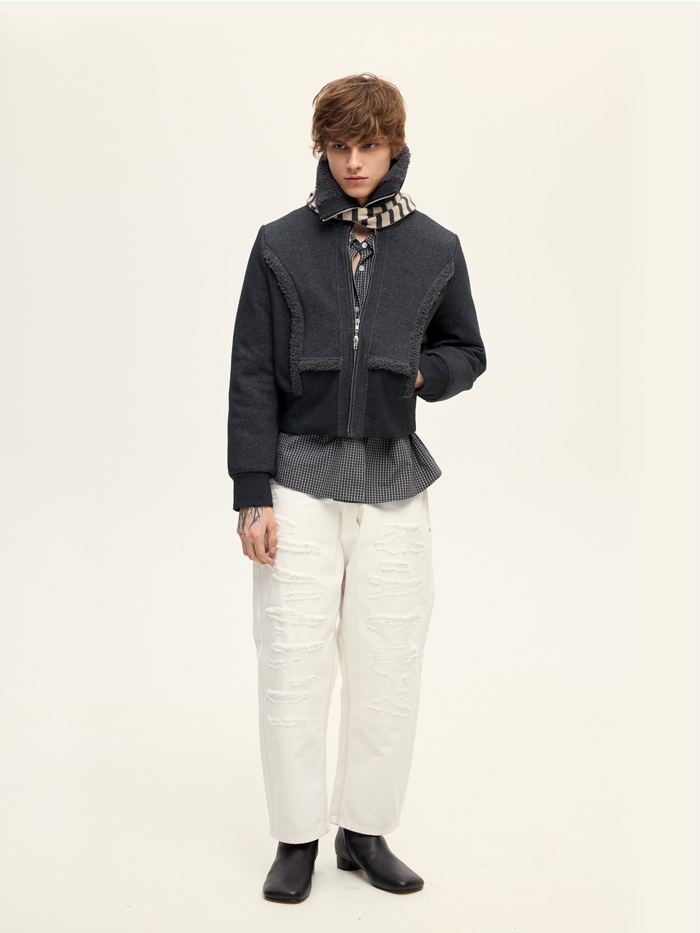 Cropped Sweatshirt Down Jacket