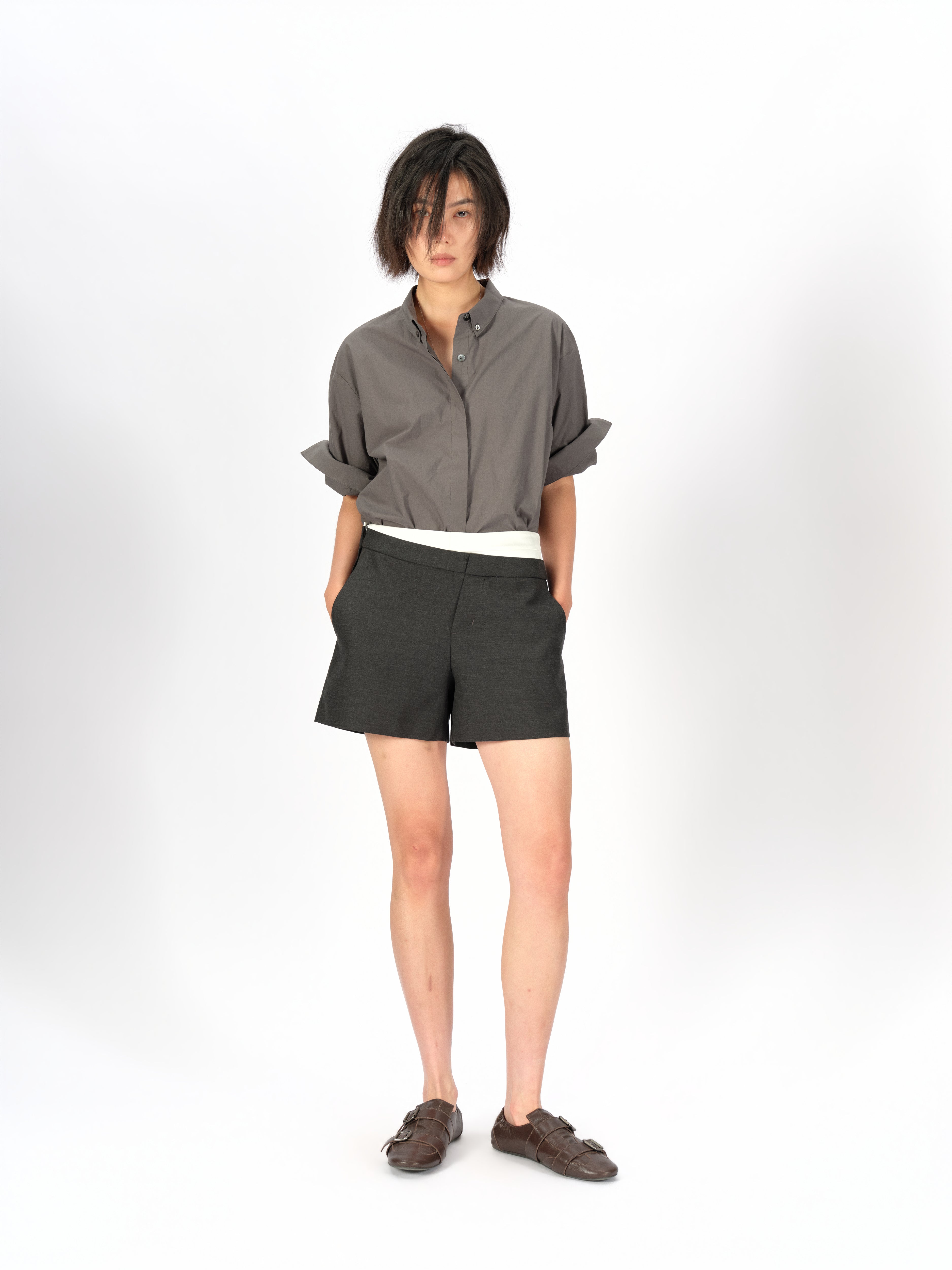 Asymmetric Curved Waist Shorts