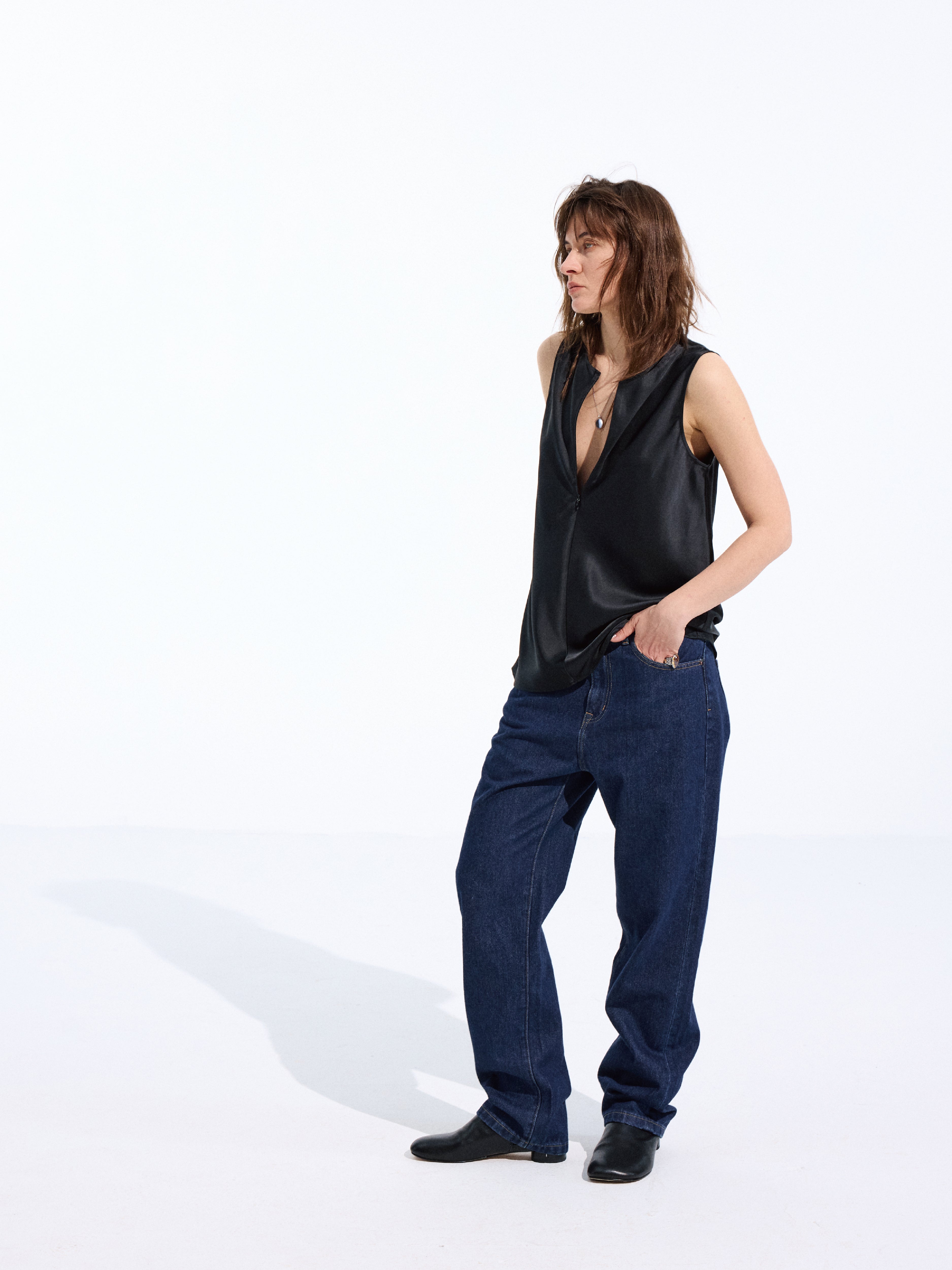 Satin Tank with Invisible Zipper