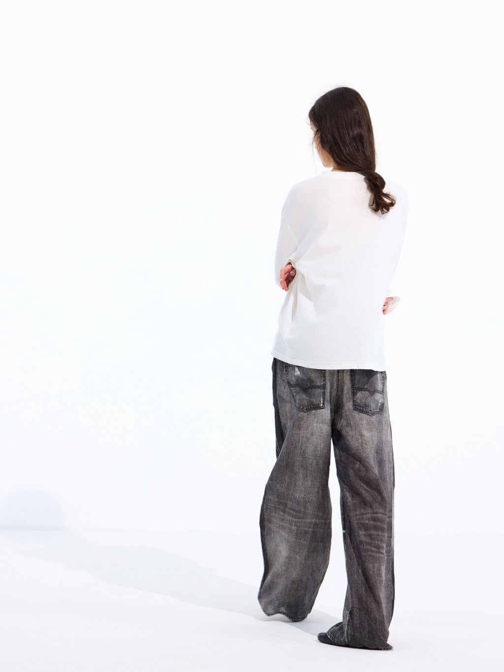 Denim-Print Linen Trousers