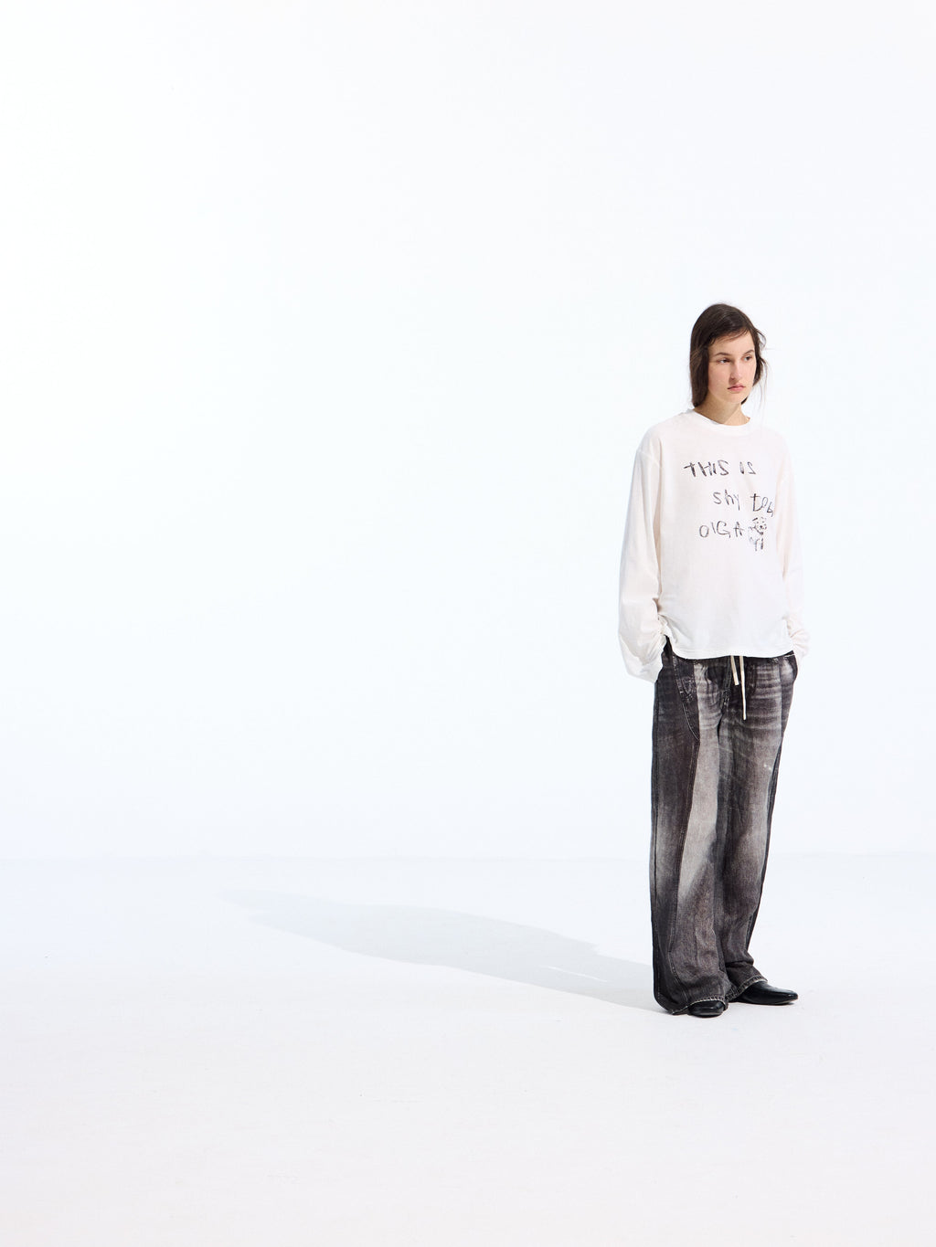 Denim-Print Linen Trousers