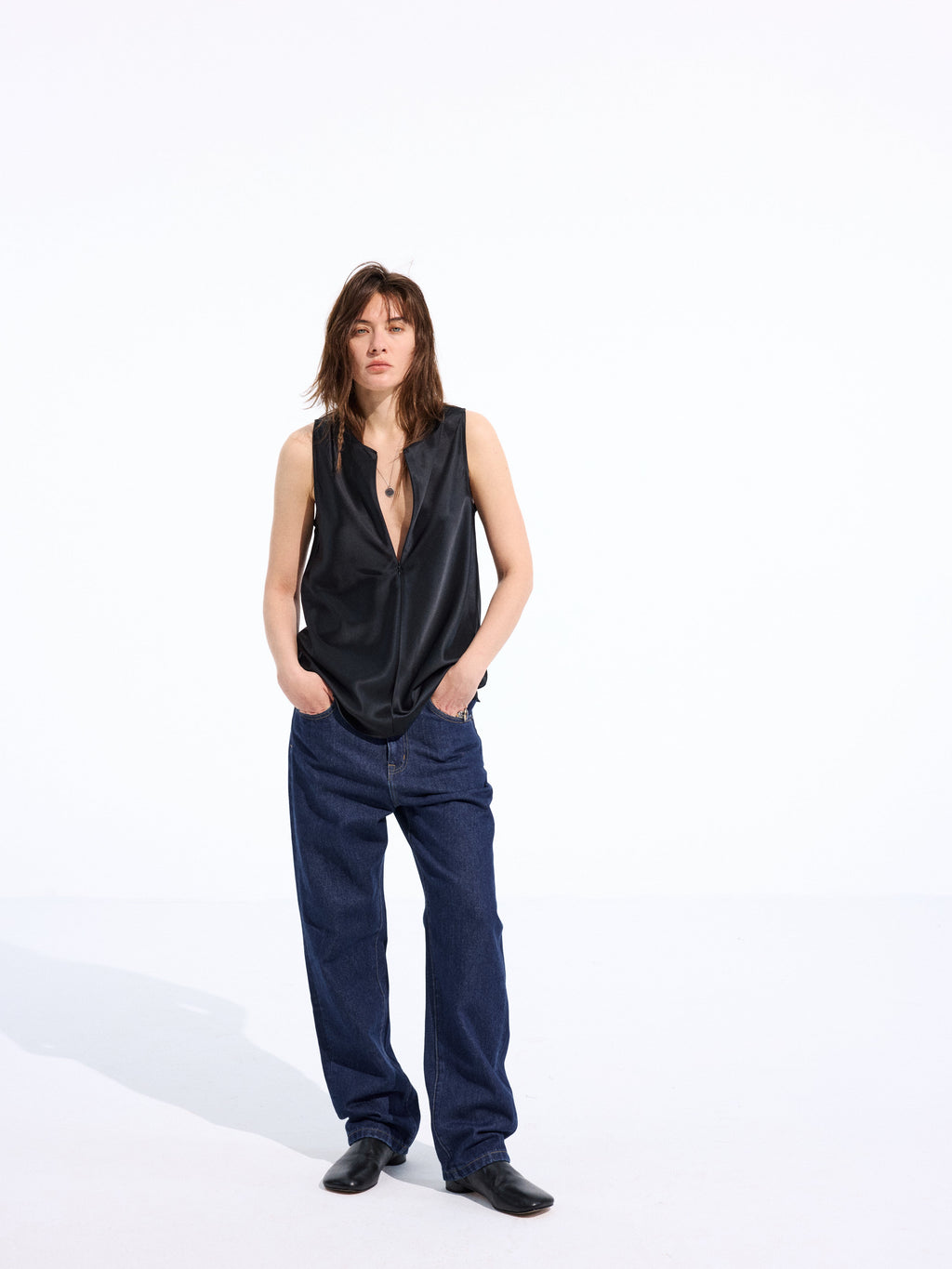 Satin Tank with Invisible Zipper