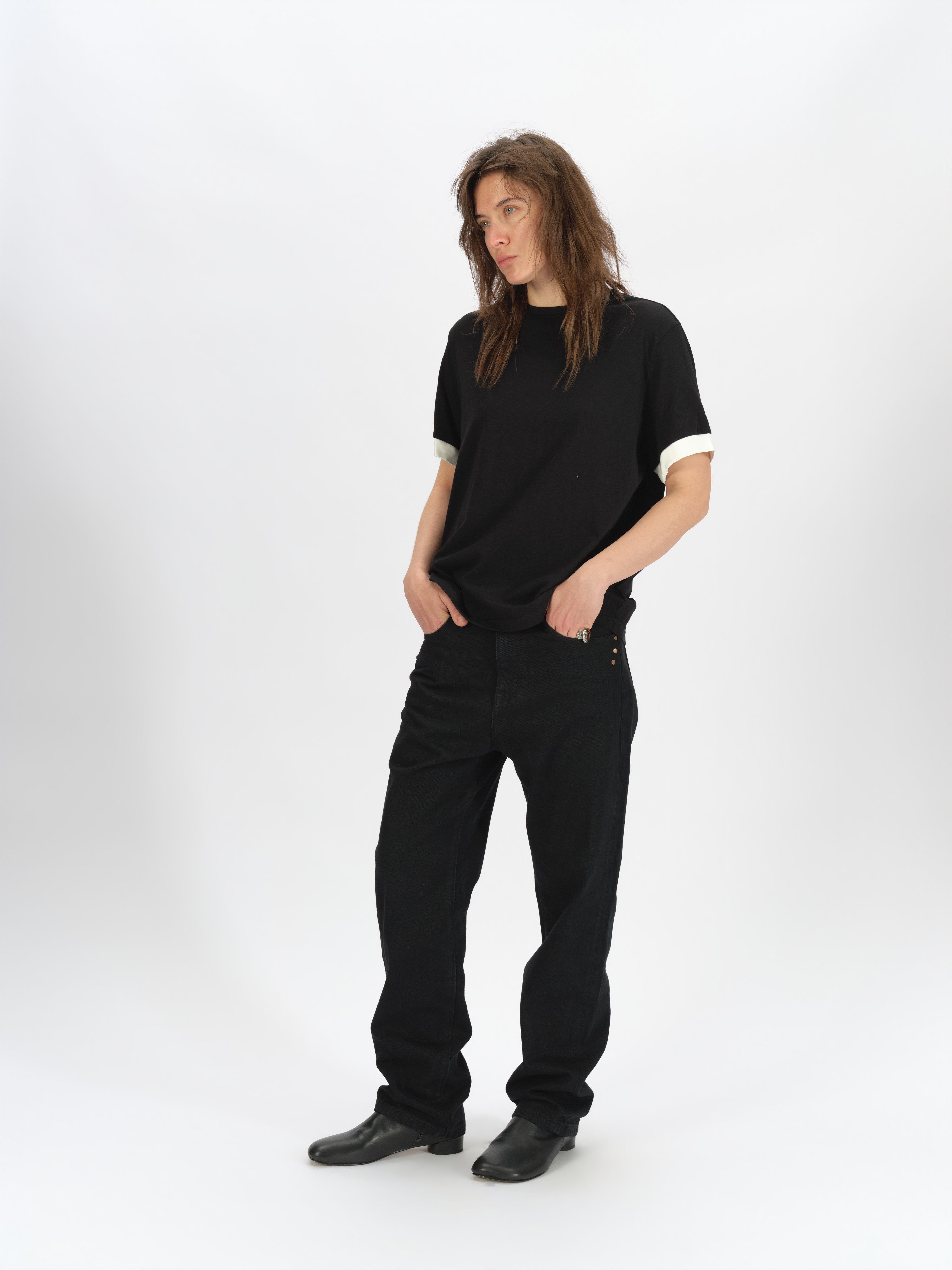 Satin Rolled-Sleeve Tee