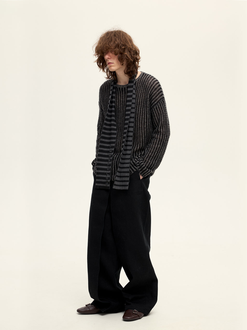 Striped Hollow Mohair Sweater