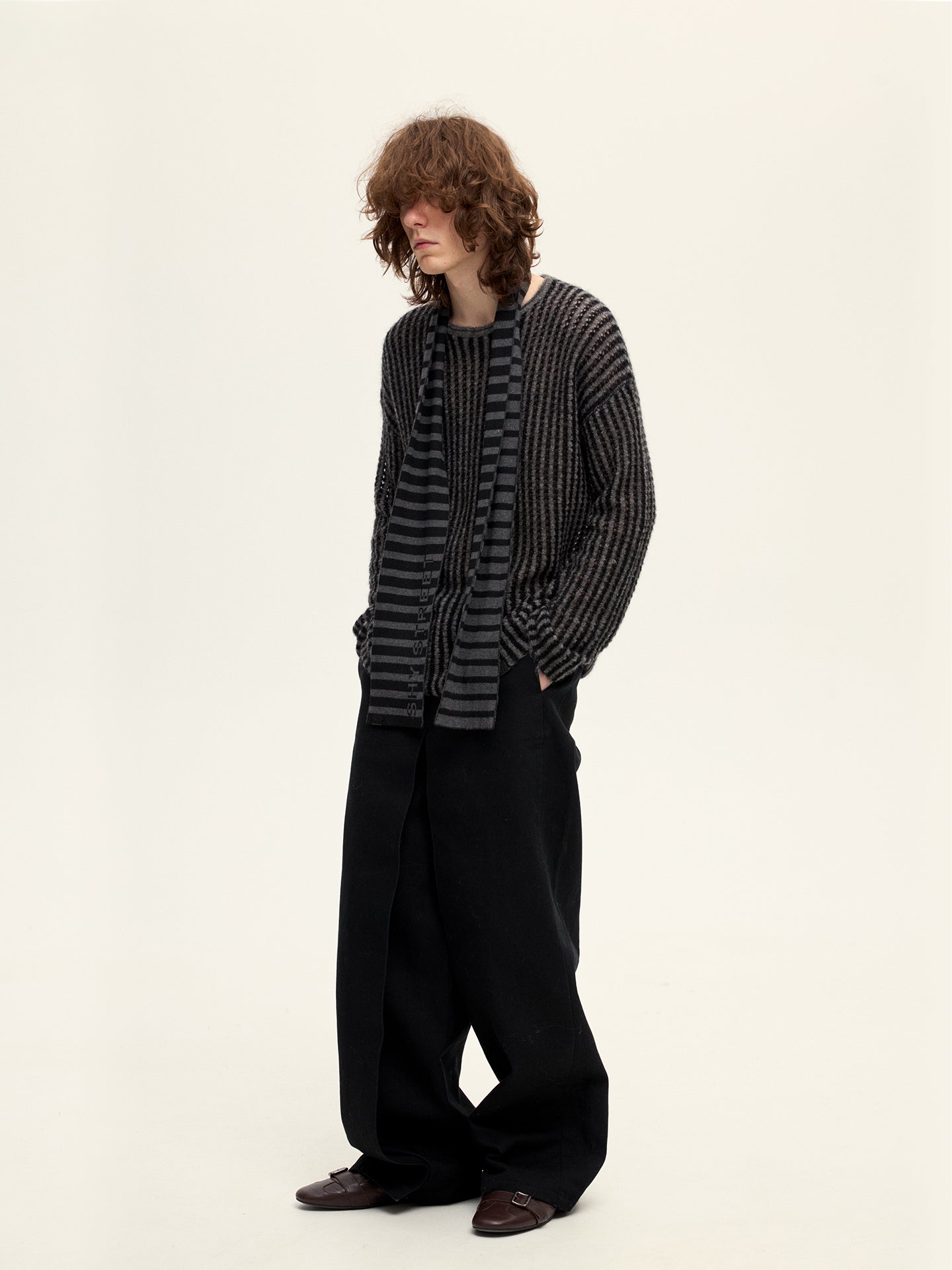 Striped Hollow Mohair Sweater