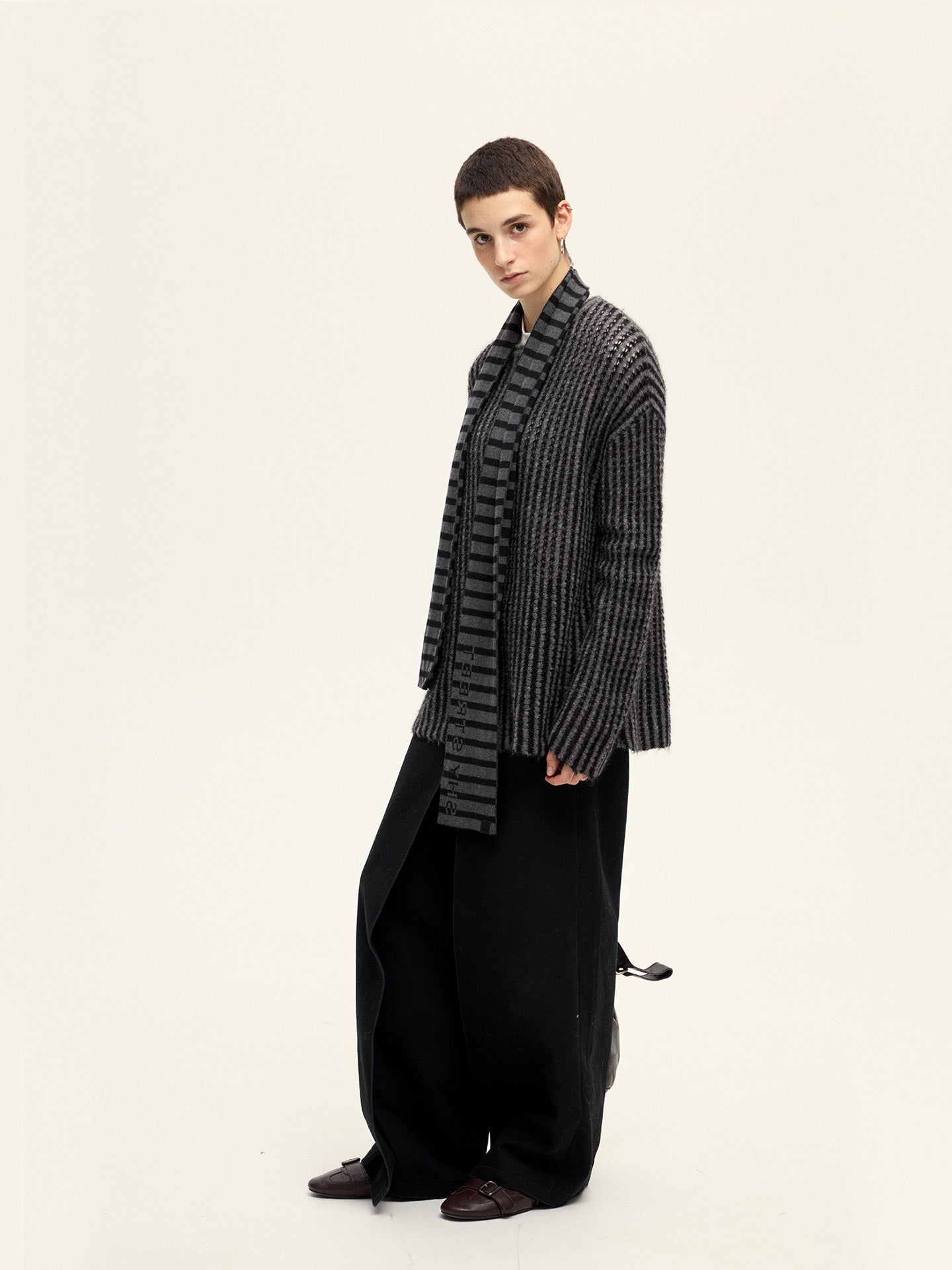 Pleated Twill Wide-Leg Pant