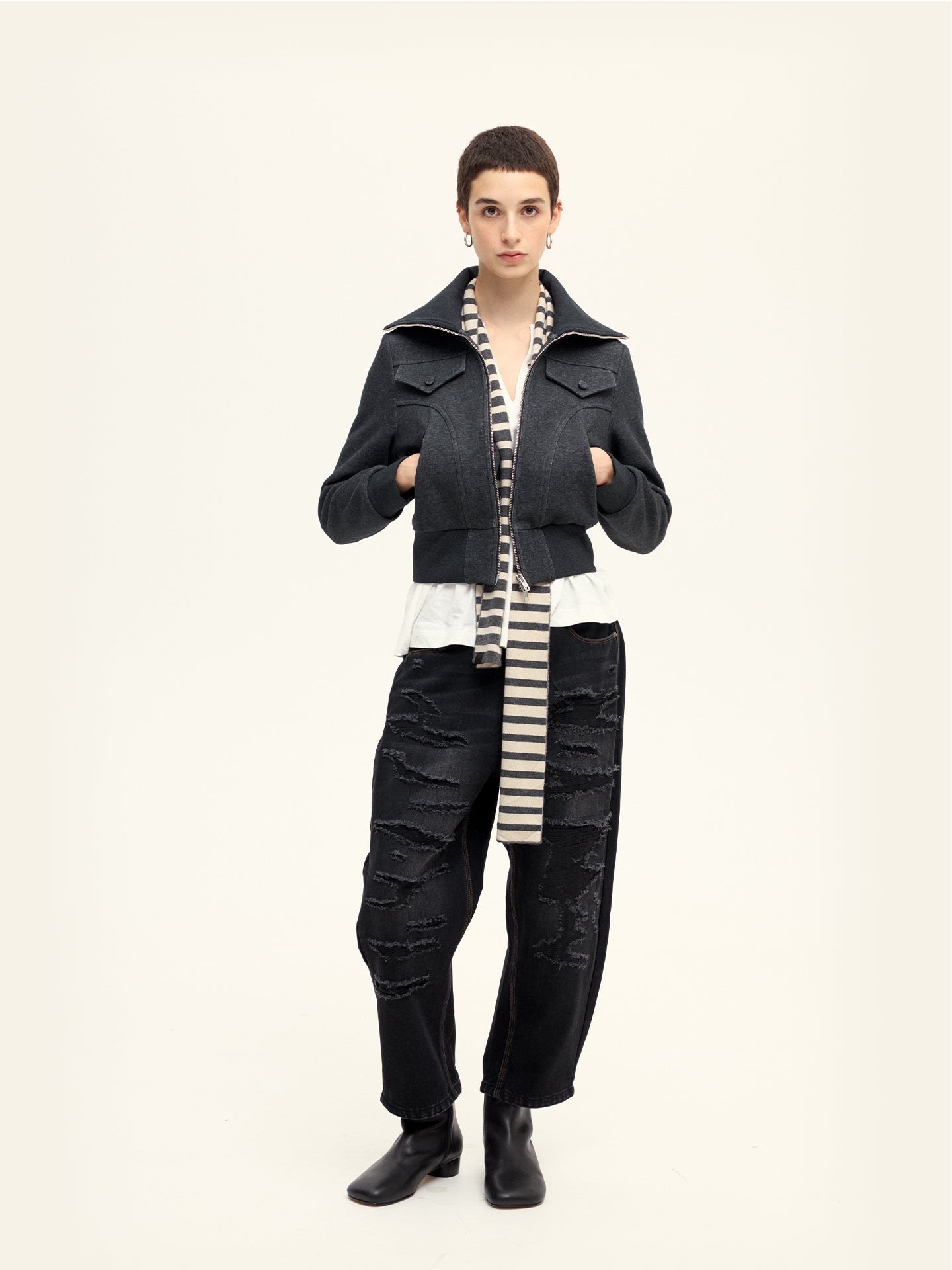 Cropped Sweatshirt Jacket