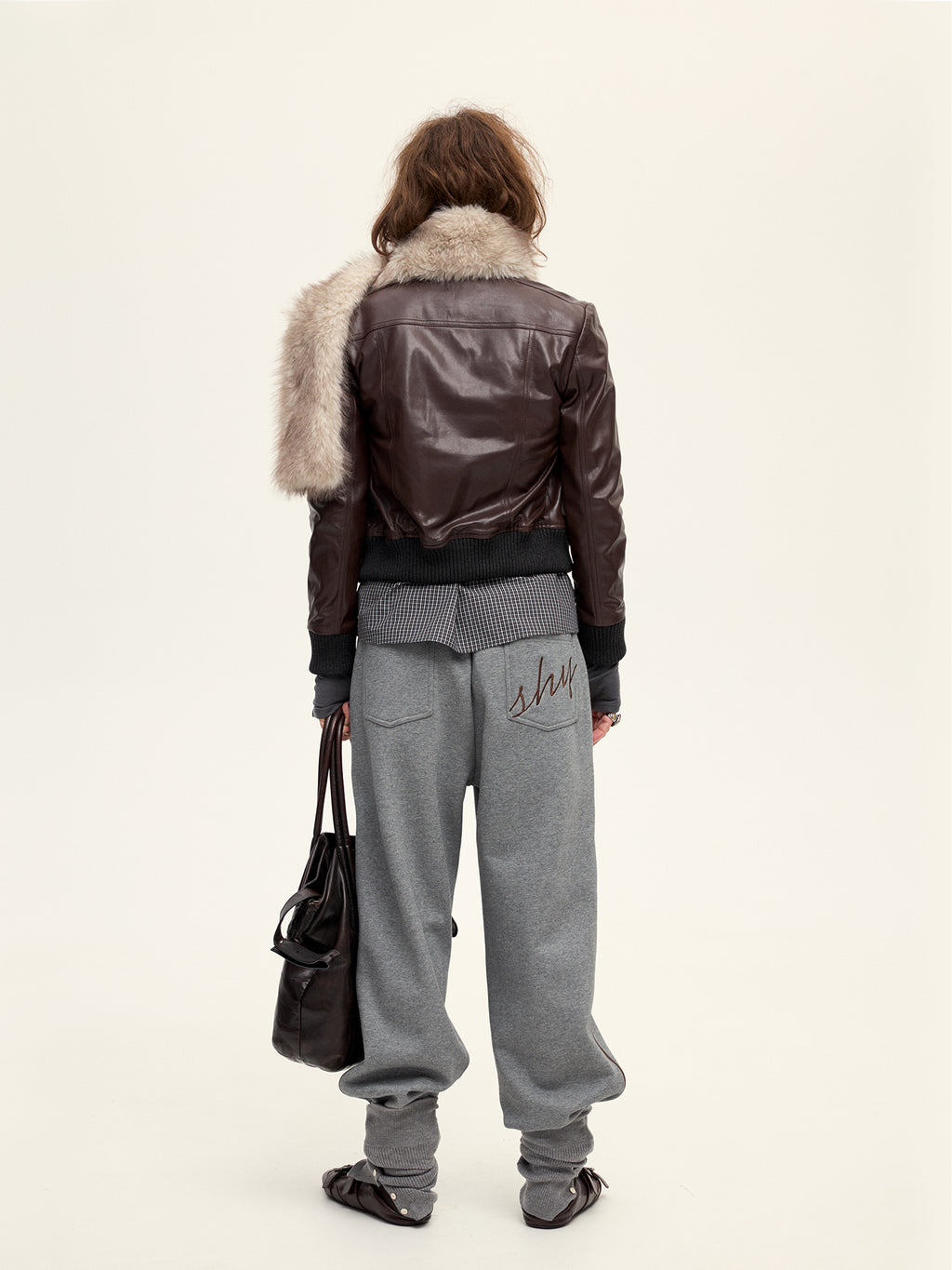 Cropped Sheepskin Motorcycle Jacket