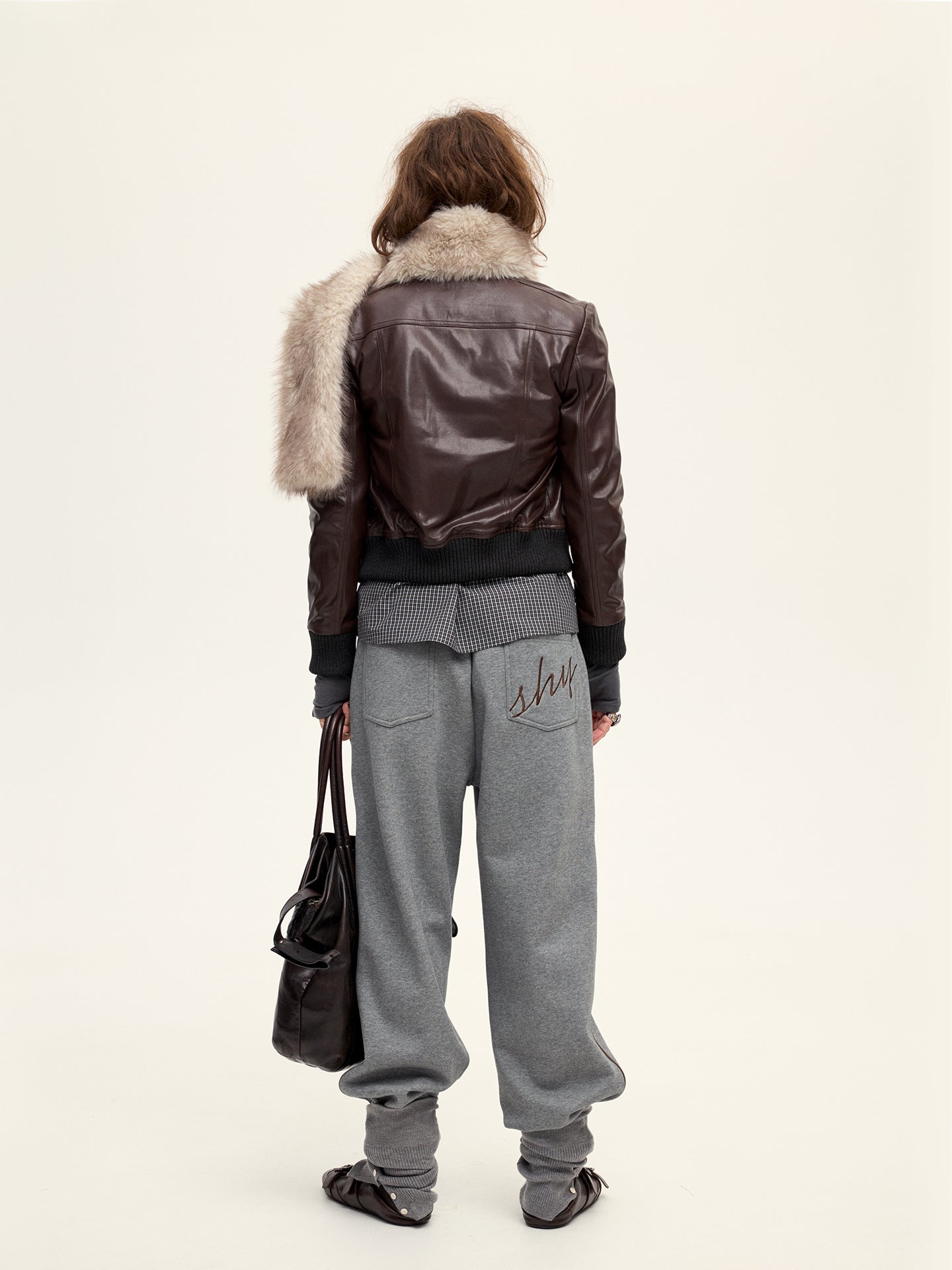 Cropped Sheepskin Motorcycle Jacket
