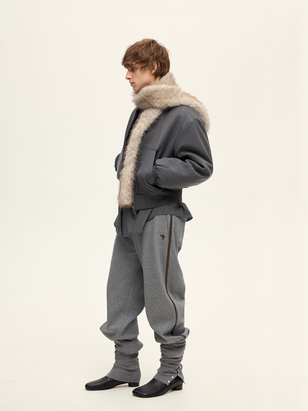 Fur Scarf Suit Style Air Force Jacket