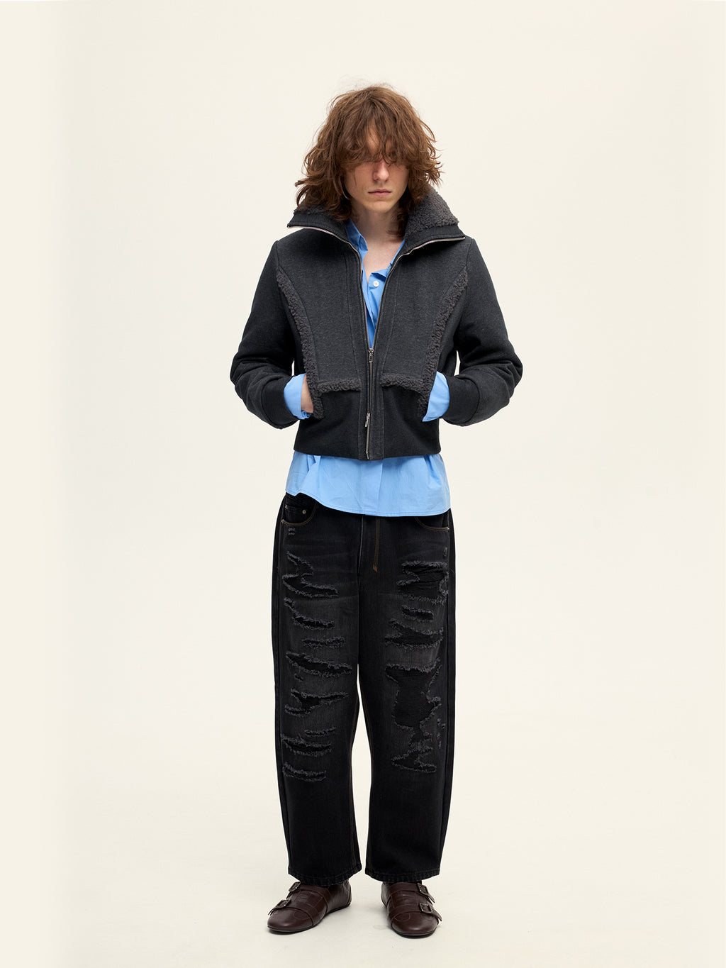 Cropped Sweatshirt Down Jacket