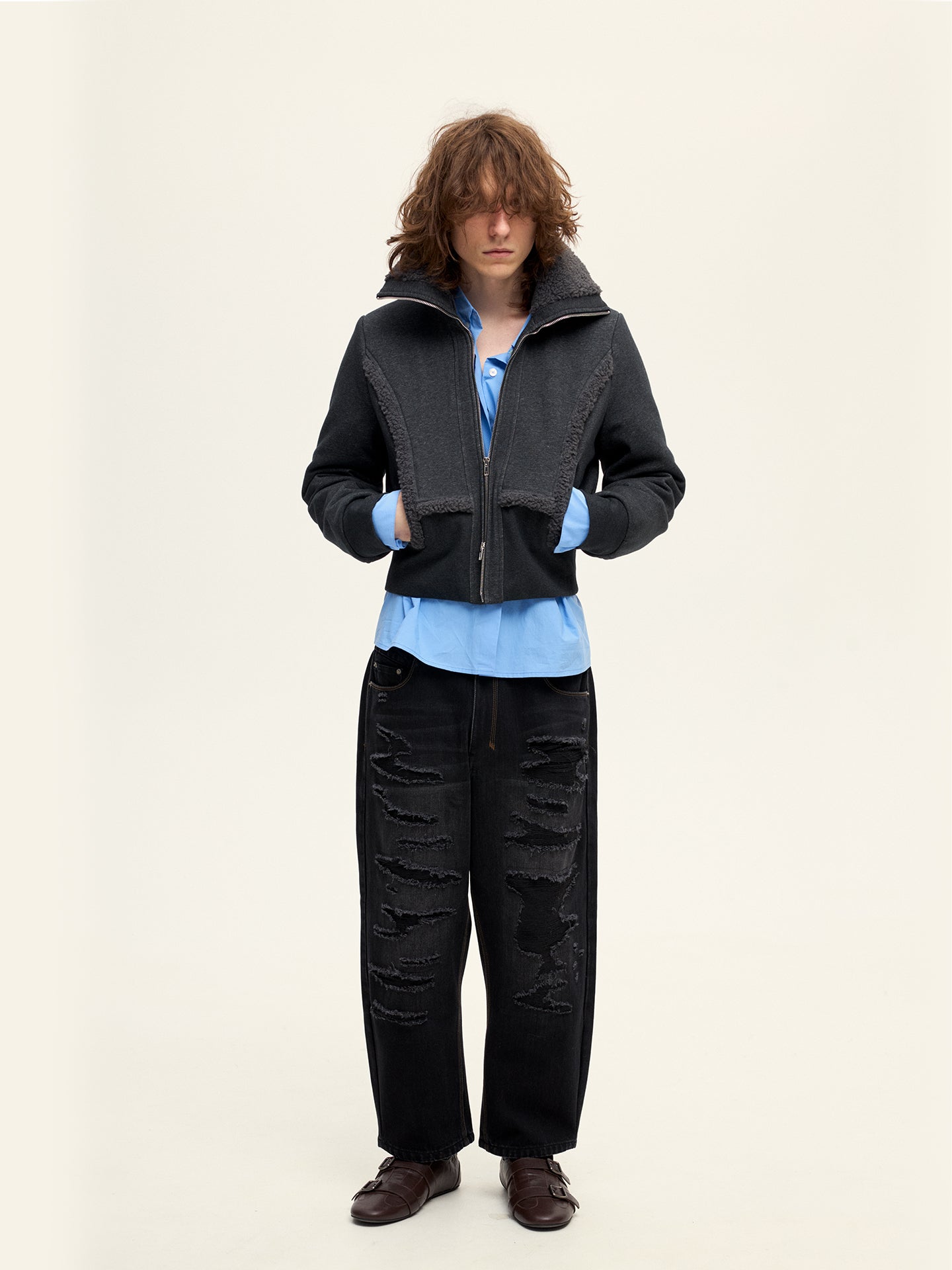 Cropped Sweatshirt Down Jacket