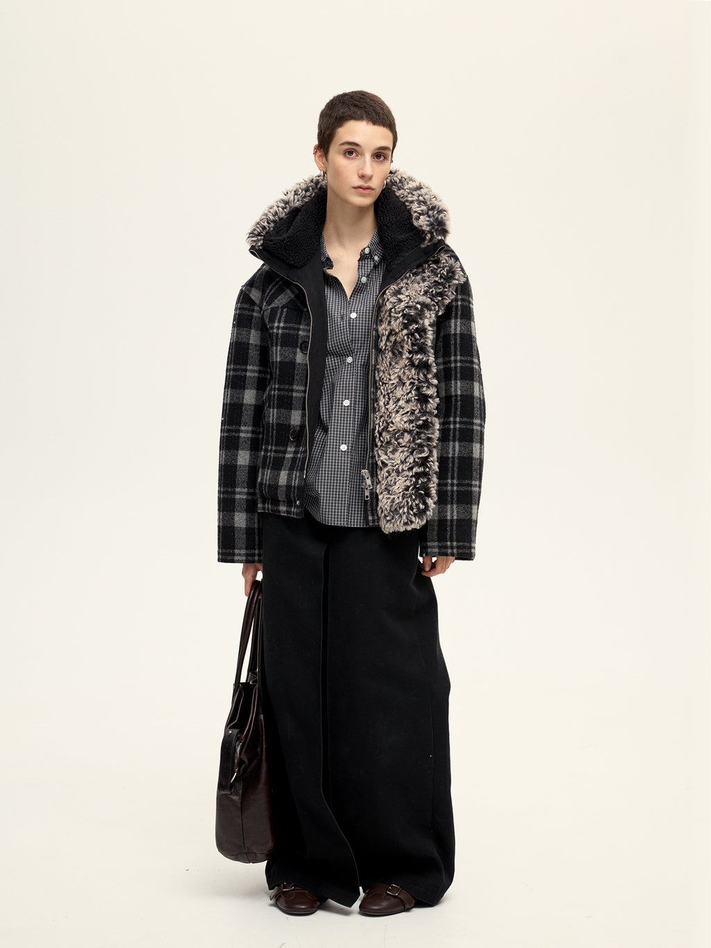 Plaid Snow Woolen Jacket