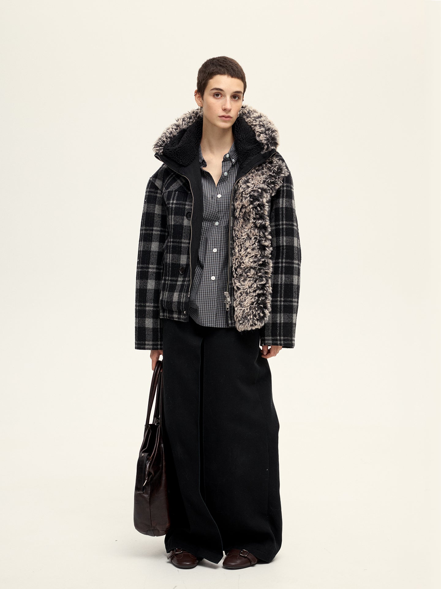 Plaid Snow Woolen Jacket