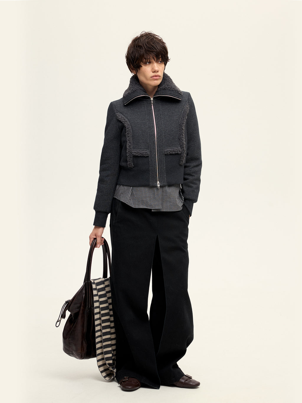 Cropped Sweatshirt Down Jacket