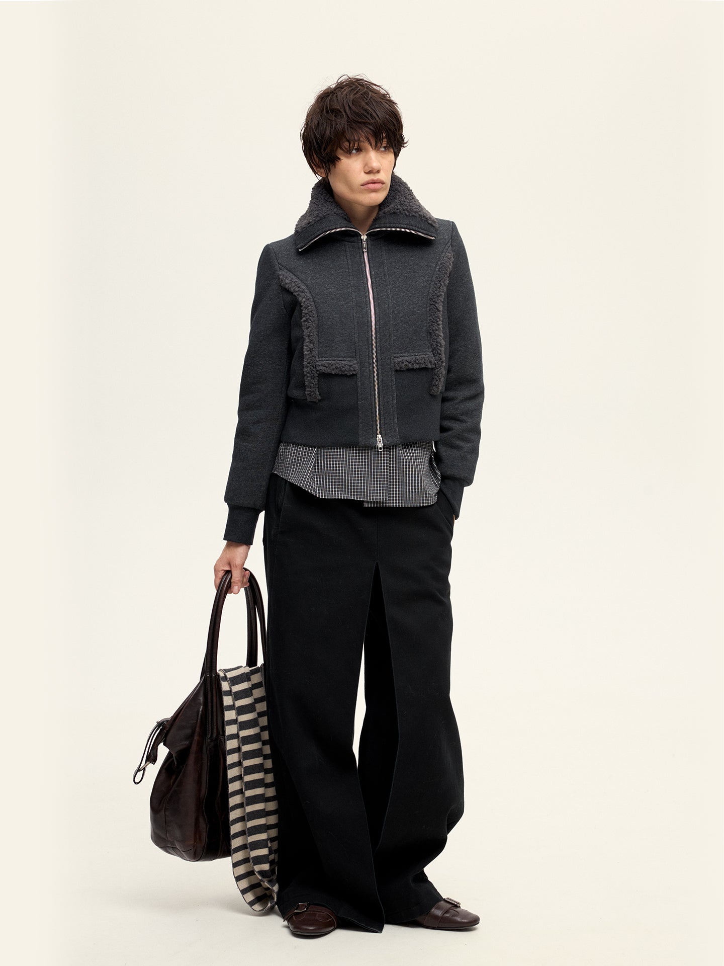 Cropped Sweatshirt Down Jacket