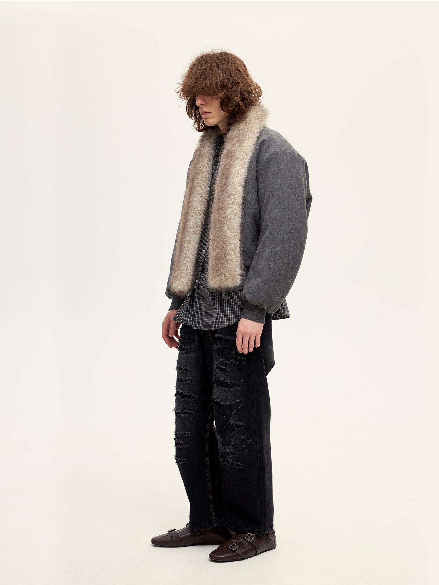 Fur Scarf Suit Style Air Force Jacket