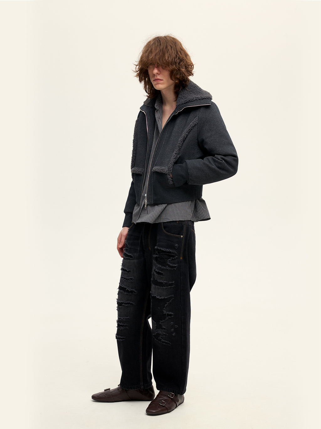 Cropped Sweatshirt Down Jacket