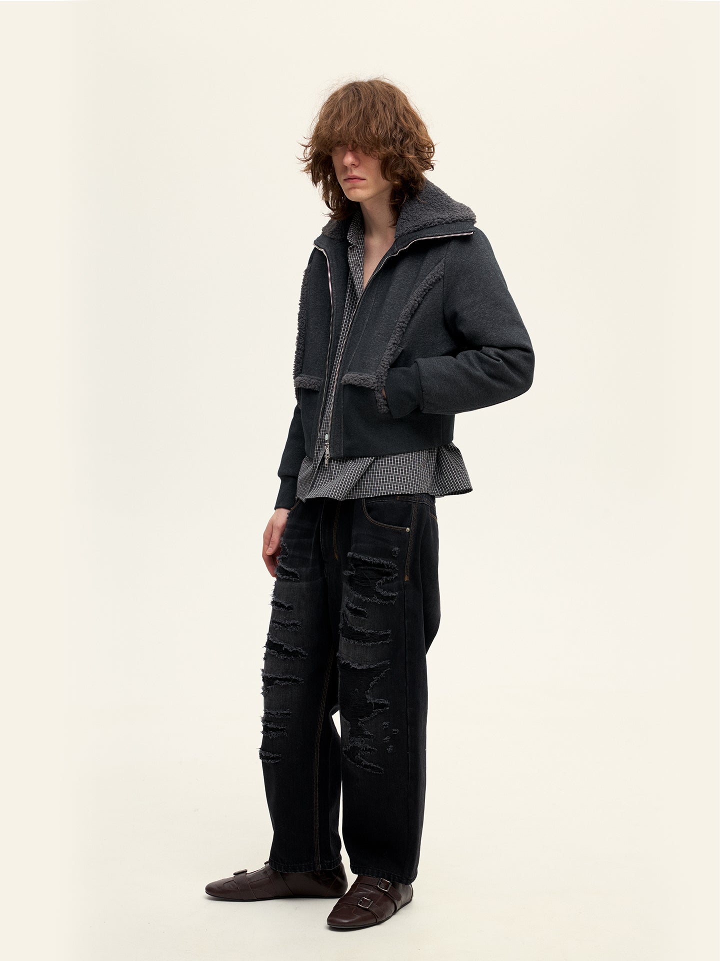 Cropped Sweatshirt Down Jacket