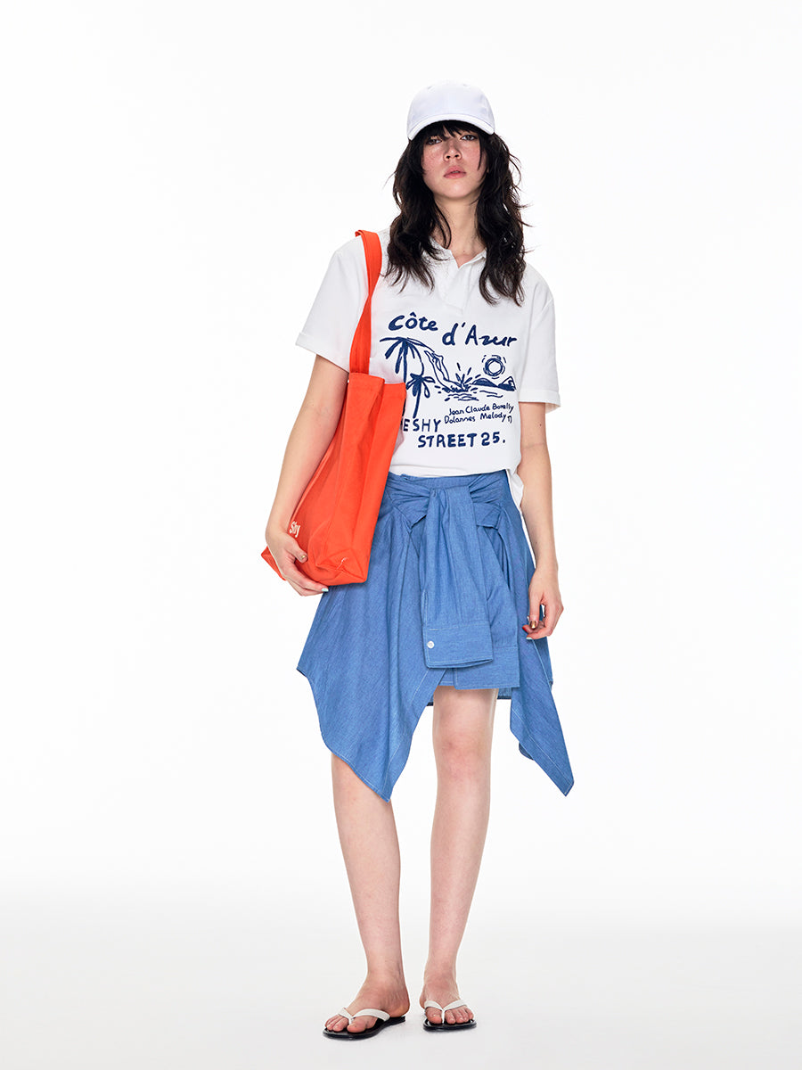 LINEN STRIPED WRAP SKIRT