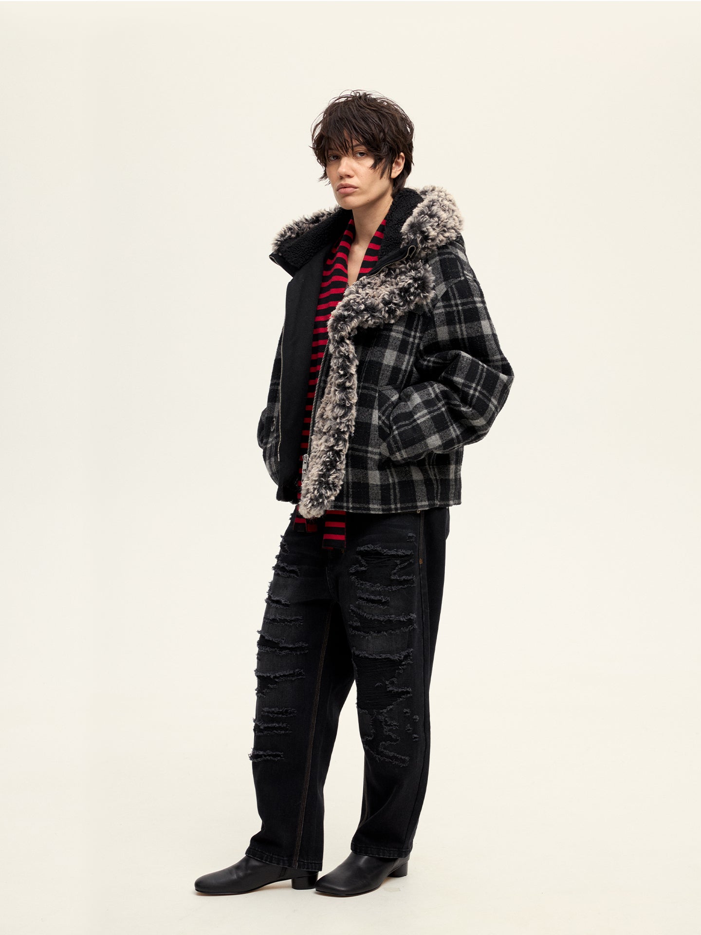 Plaid Snow Woolen Jacket