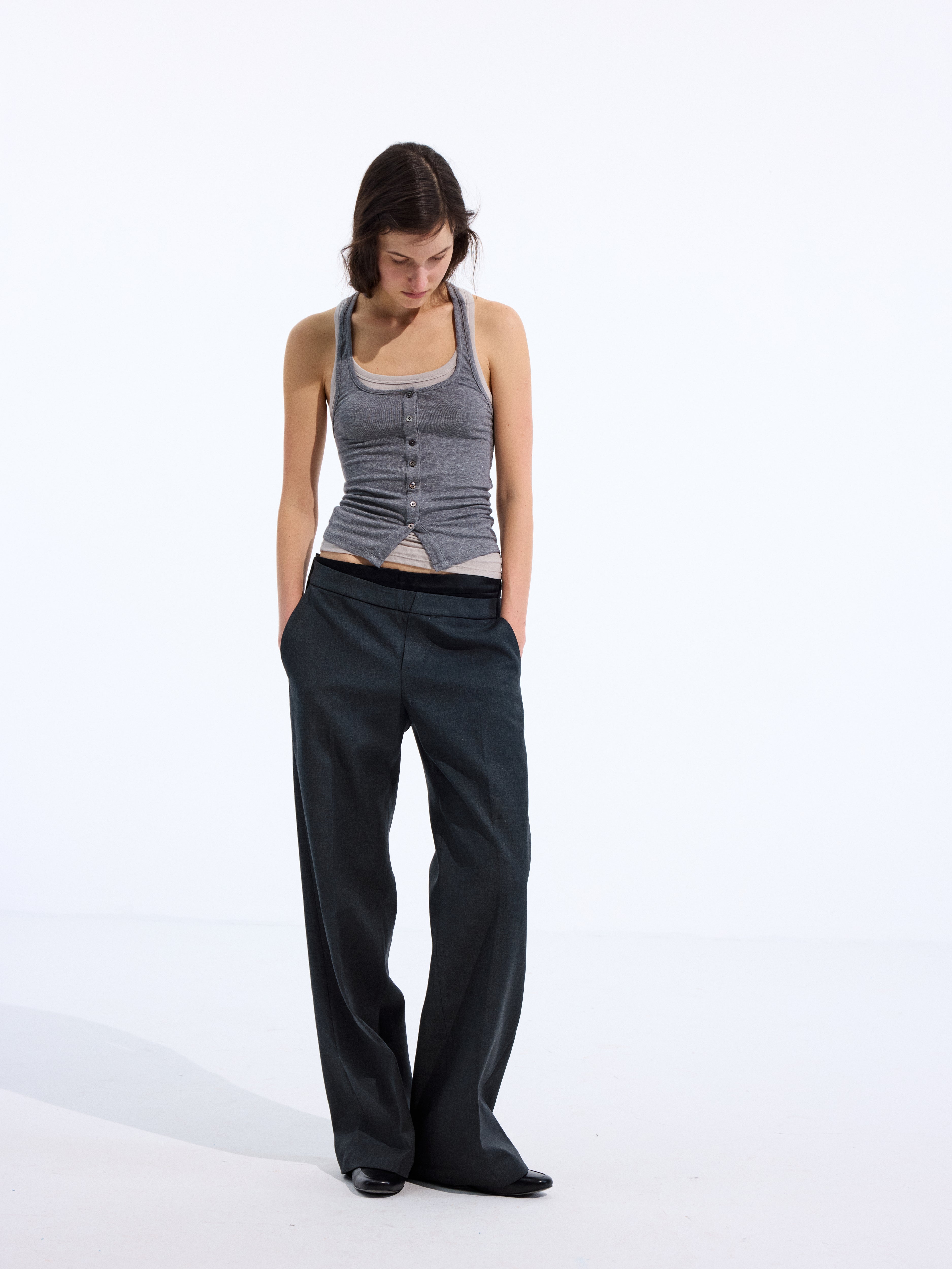 Asymmetric Curved Waist Trousers
