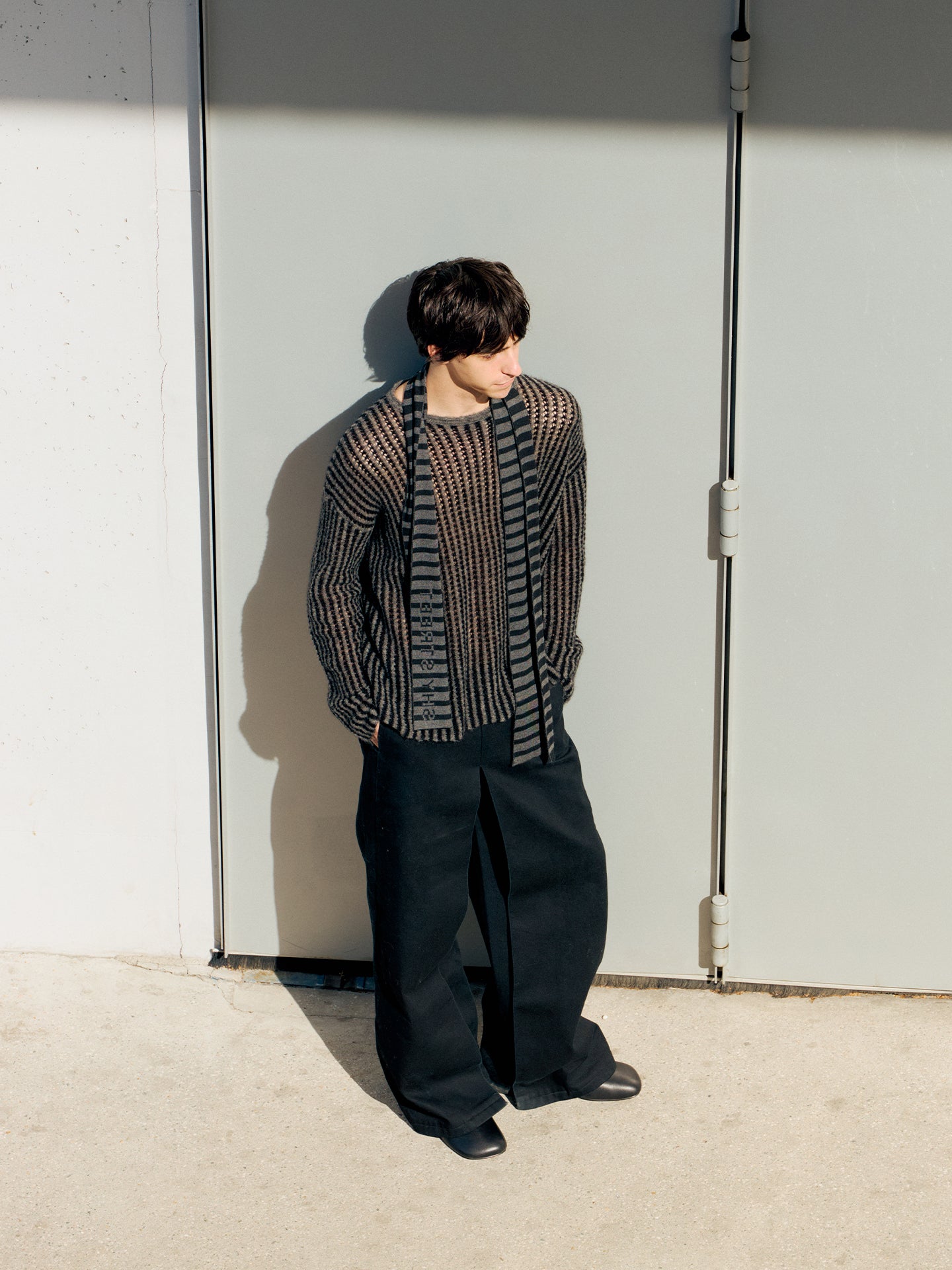 Striped Hollow Mohair Sweater