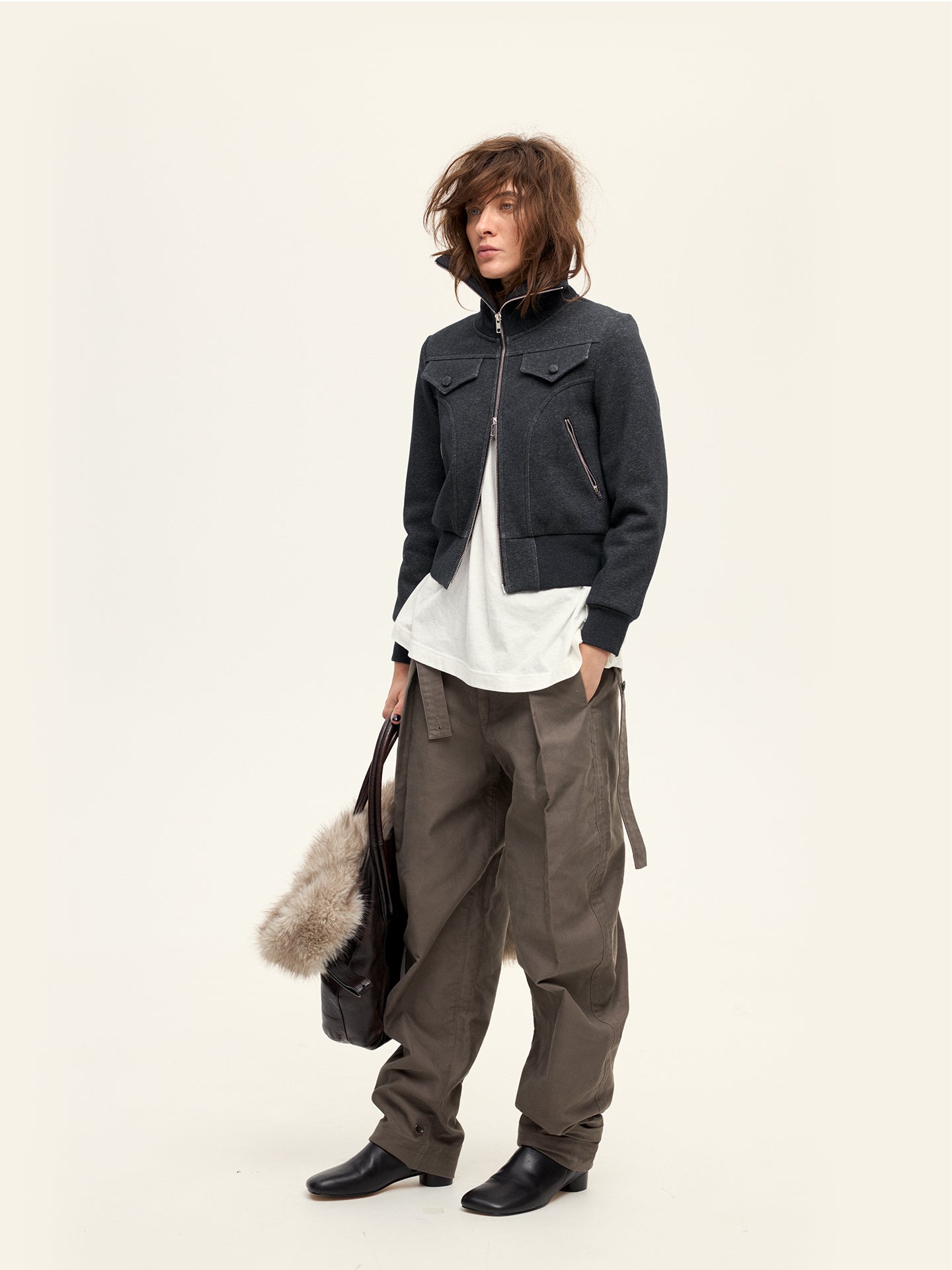 Cropped Sweatshirt Jacket