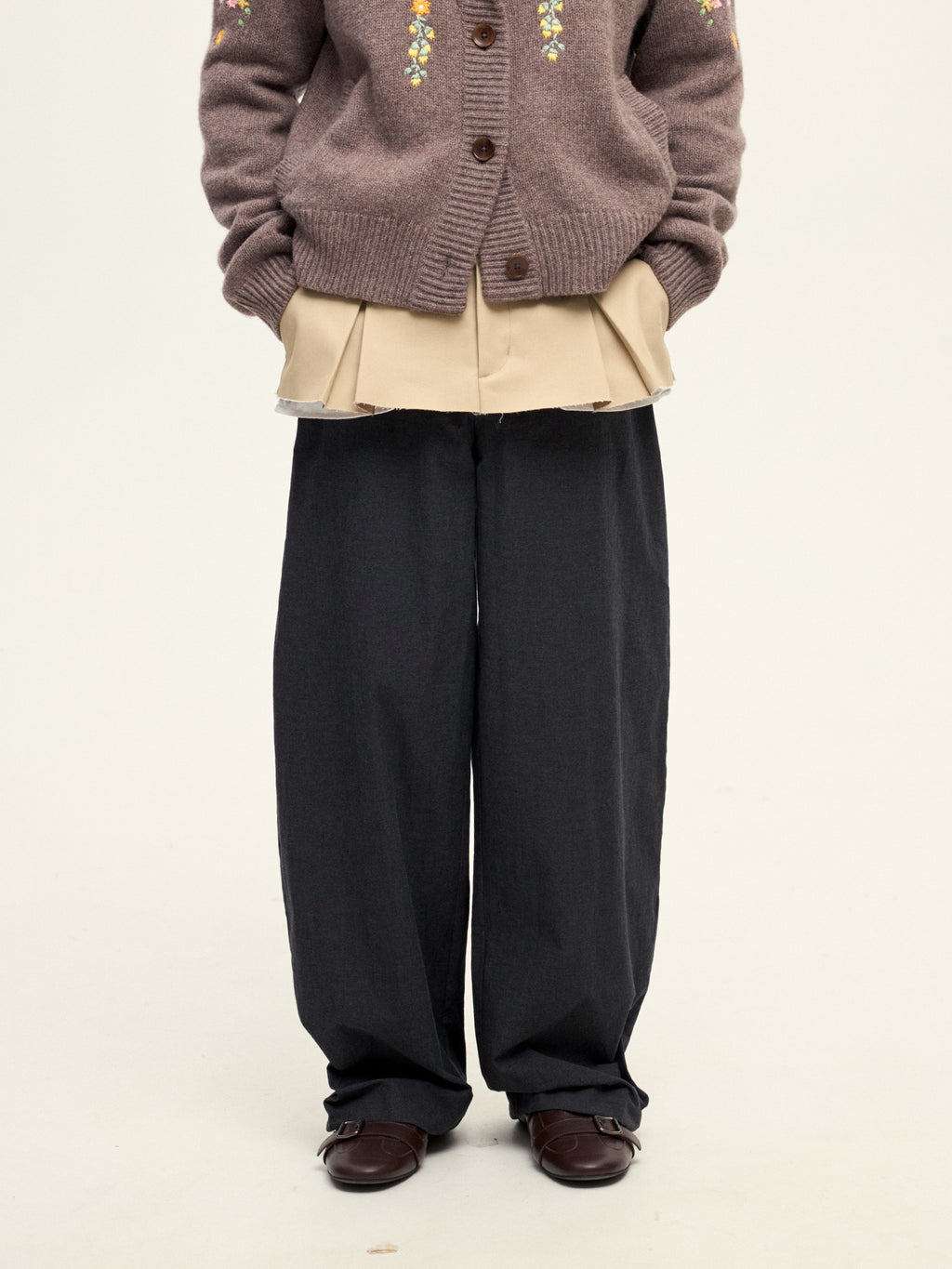 Switchable Waistline Layered Pants