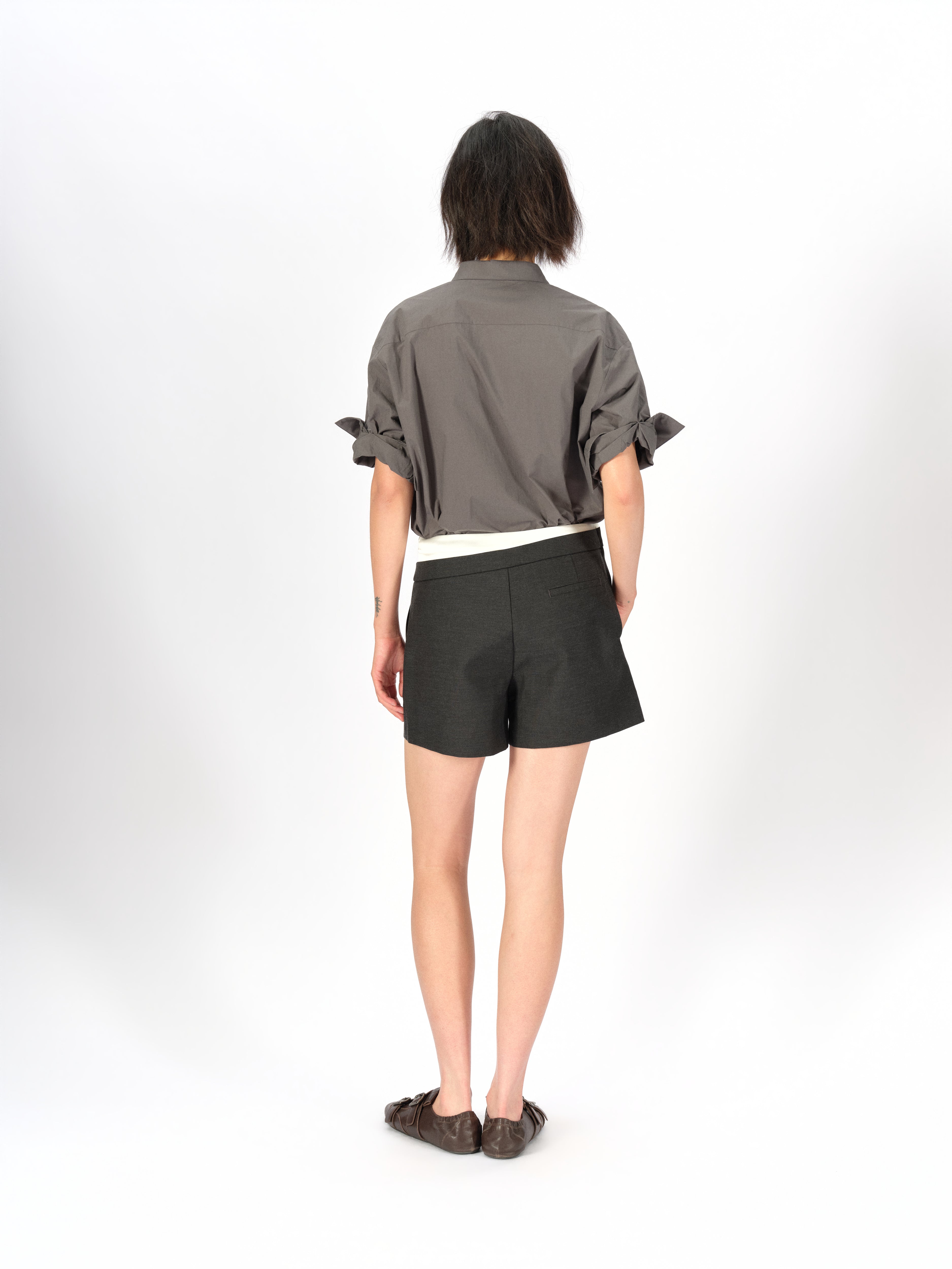 Asymmetric Curved Waist Shorts