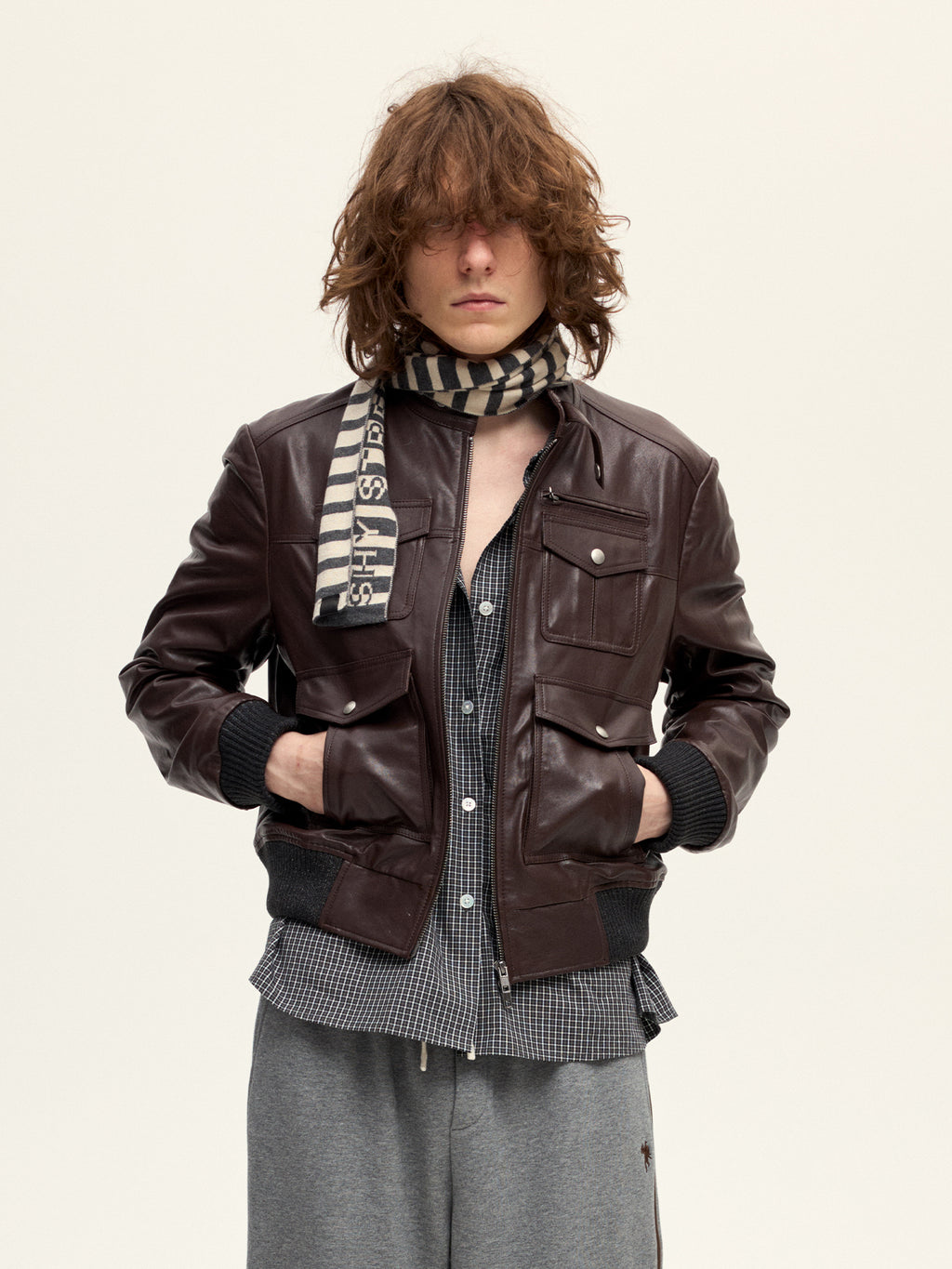 Cropped Sheepskin Motorcycle Jacket