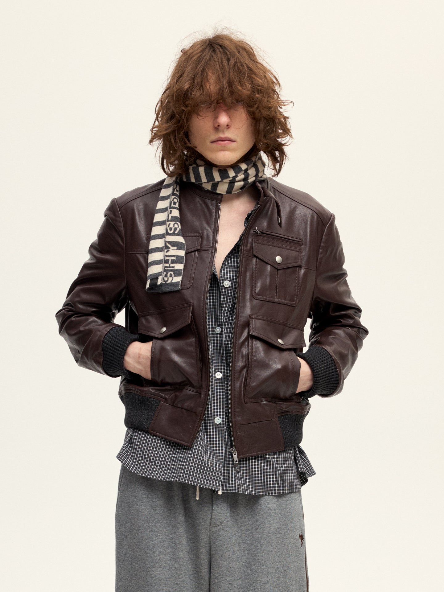 Cropped Sheepskin Motorcycle Jacket