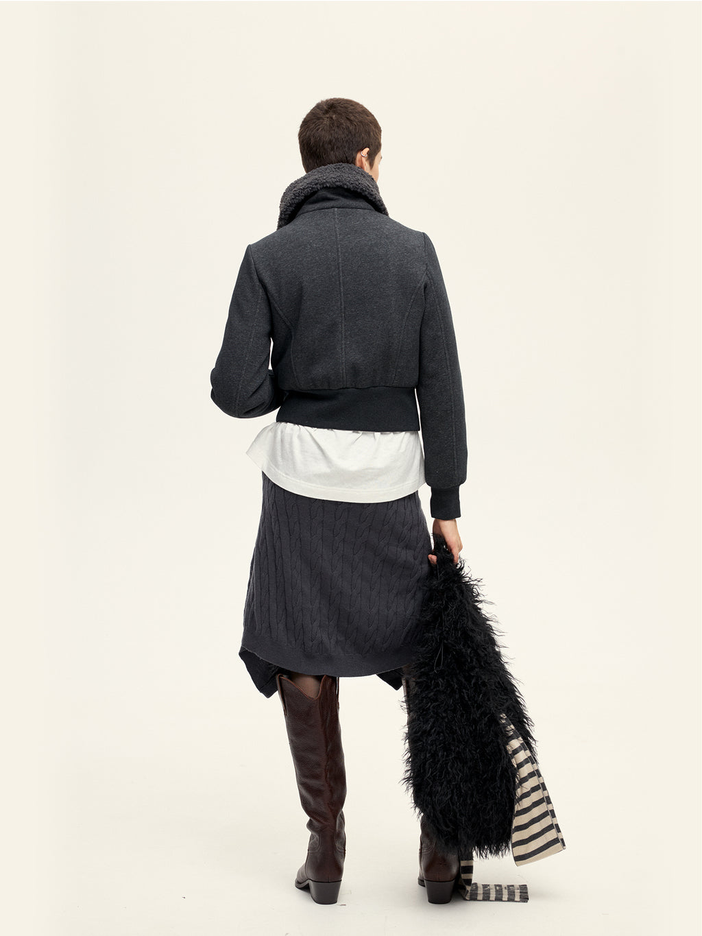 Cropped Sweatshirt Down Jacket