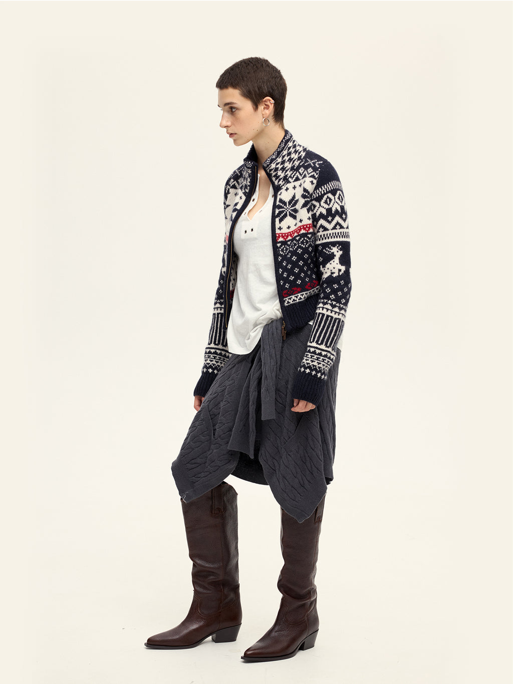 Ski Turtleneck Knitted Cardigan