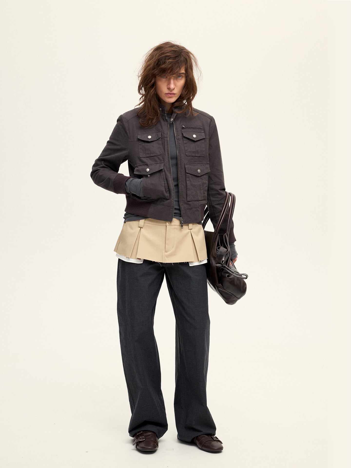 Switchable Waistline Layered Pants