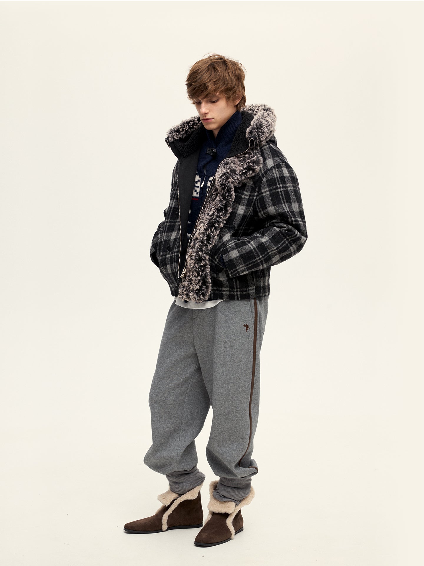 Plaid Snow Woolen Jacket