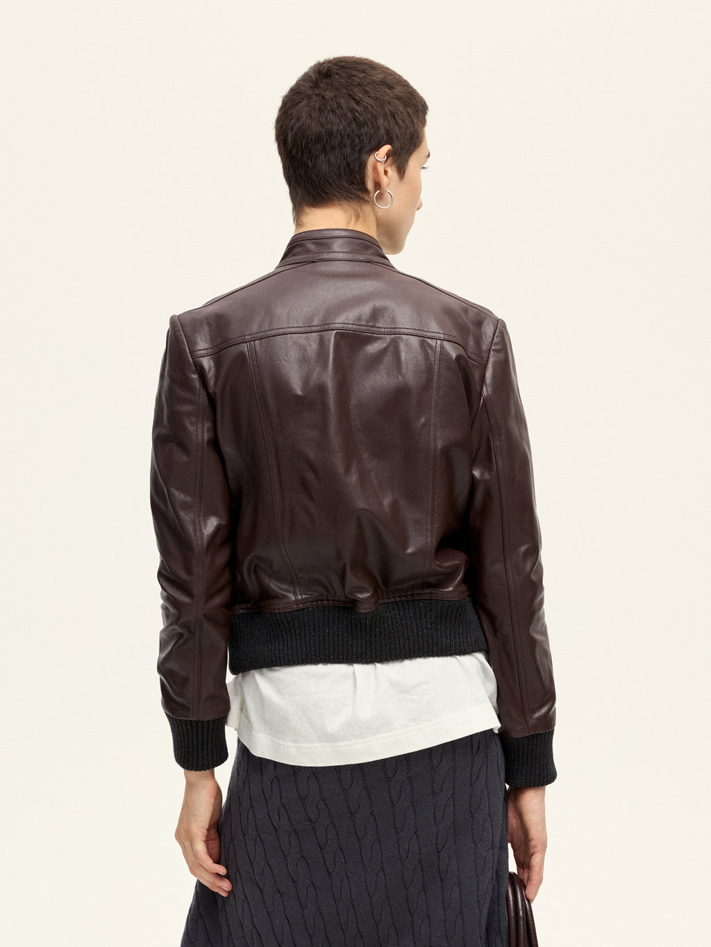 Cropped Sheepskin Motorcycle Jacket
