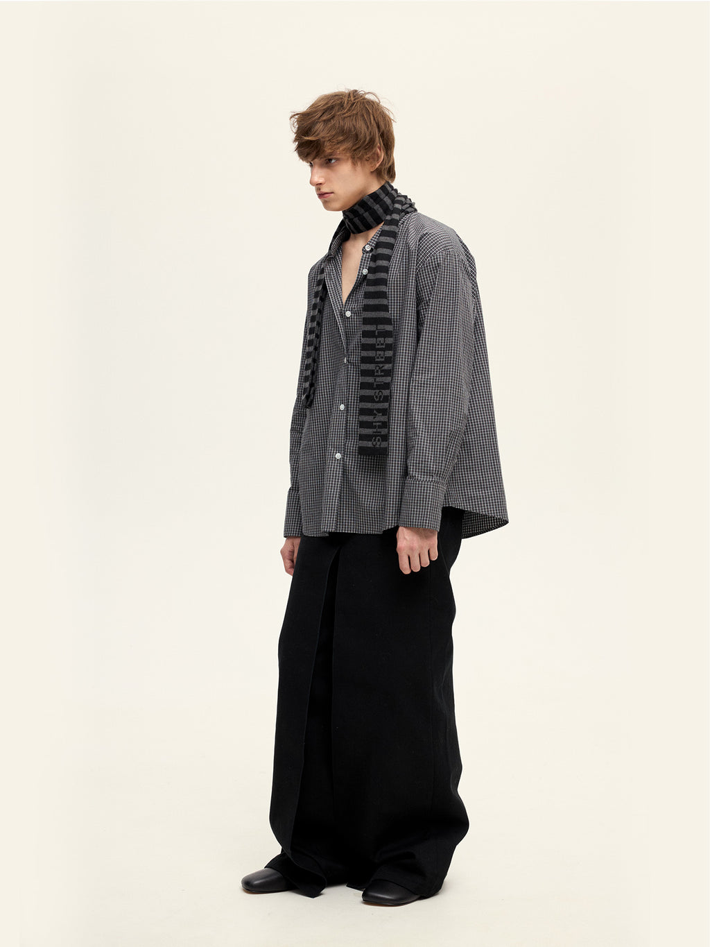 Pleated Twill Wide-Leg Pant