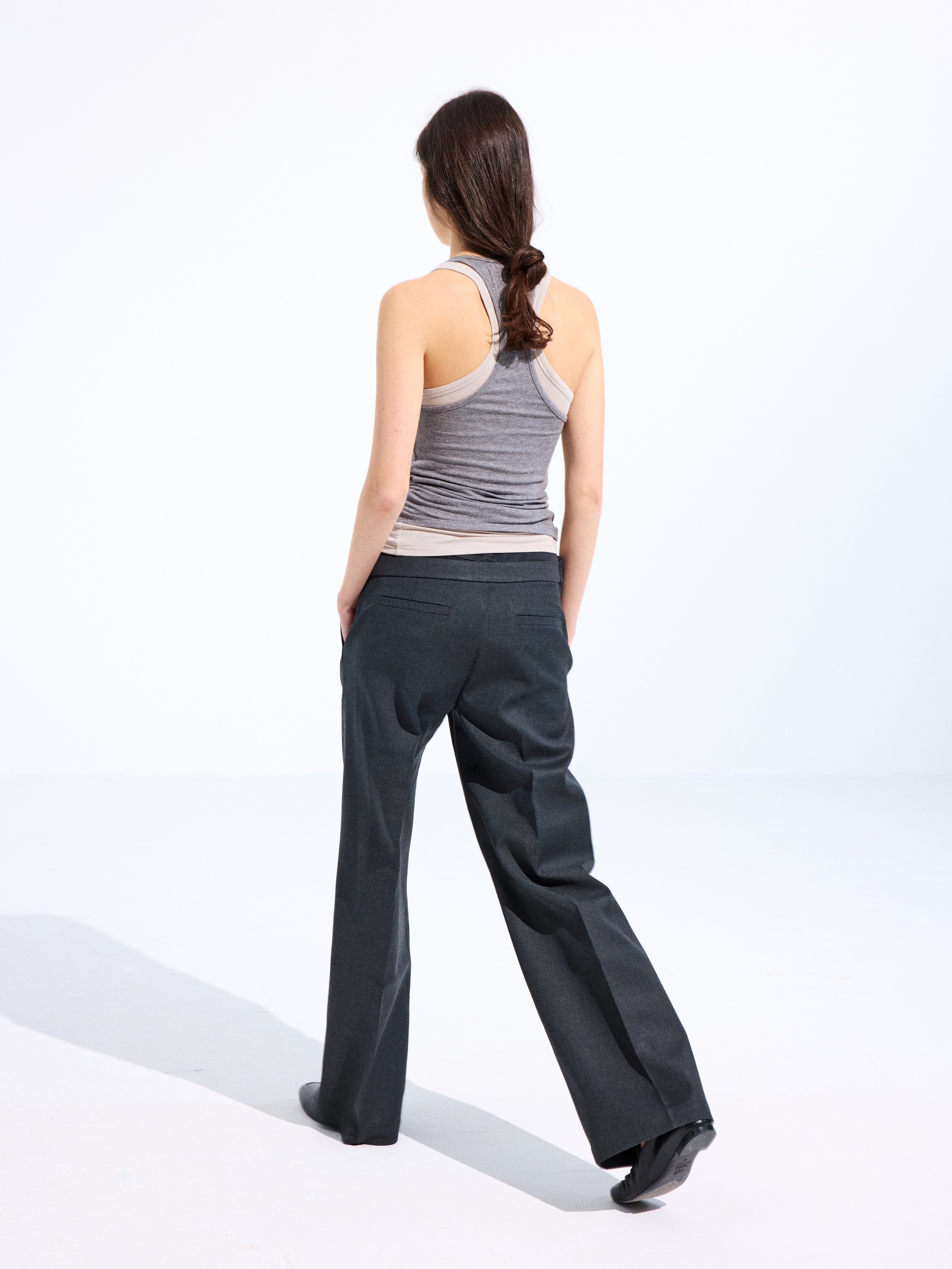 Asymmetric Curved Waist Trousers