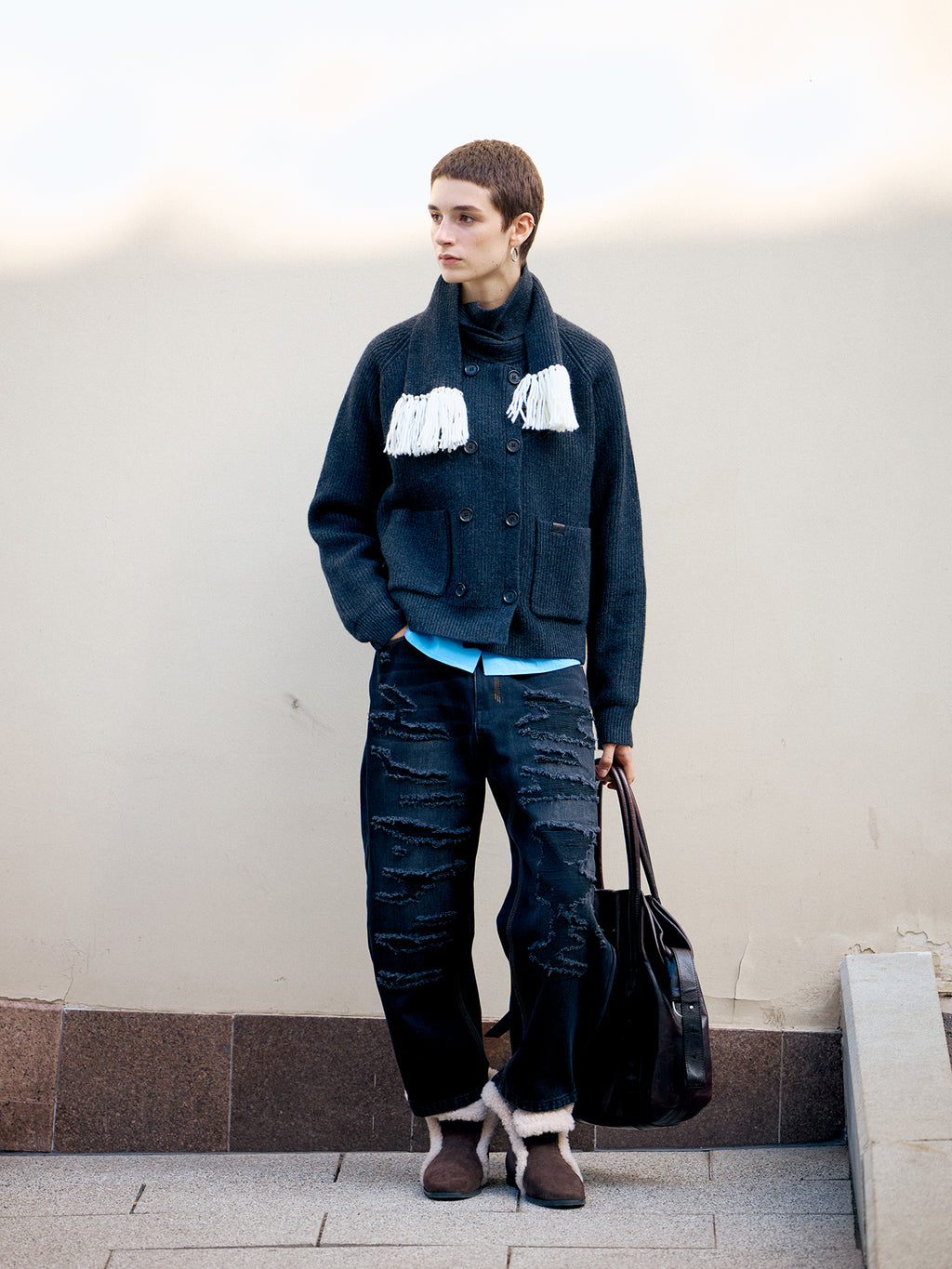 Tiny Scarf Knitted Cardigan