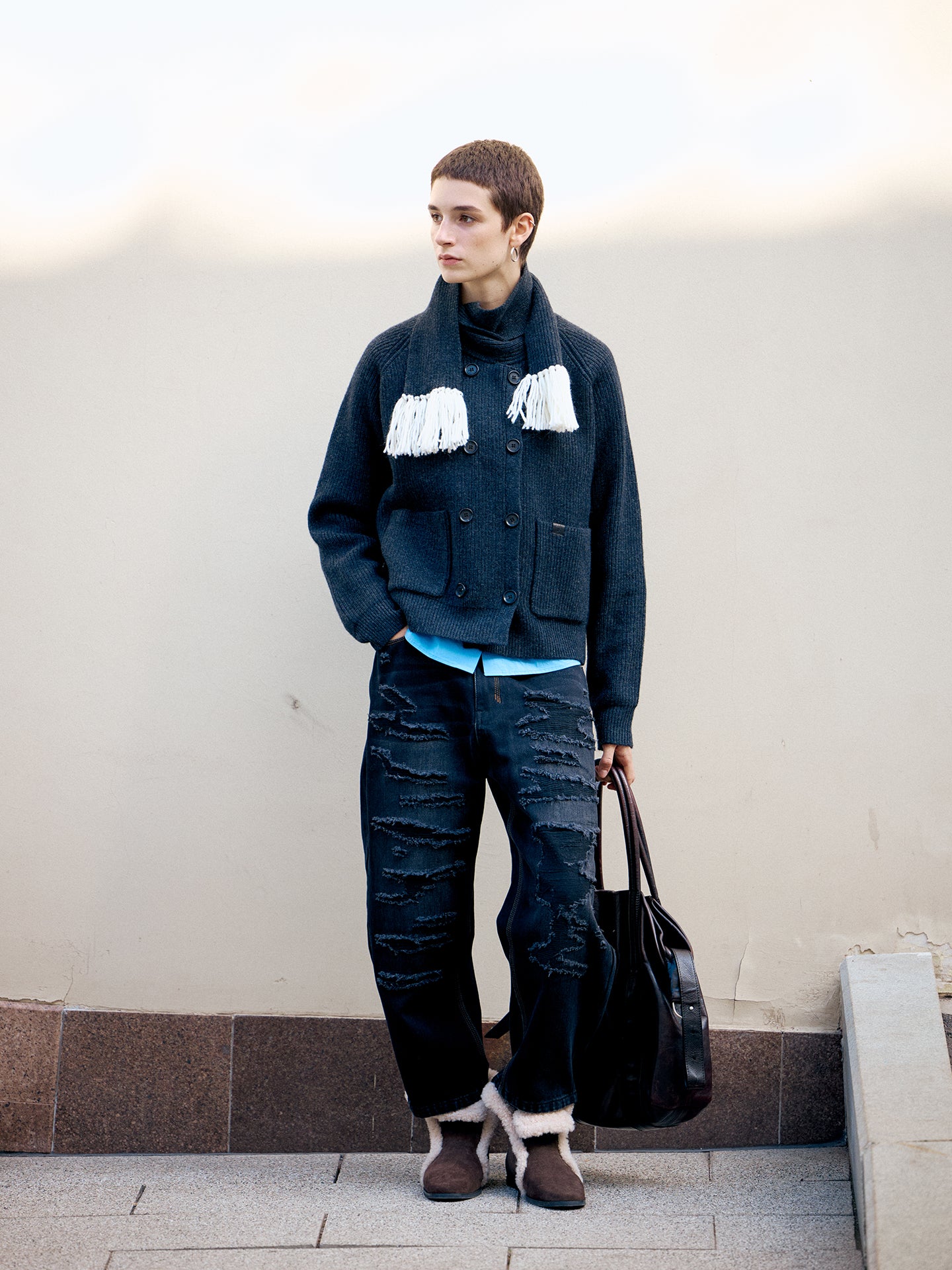 Tiny Scarf Knitted Cardigan