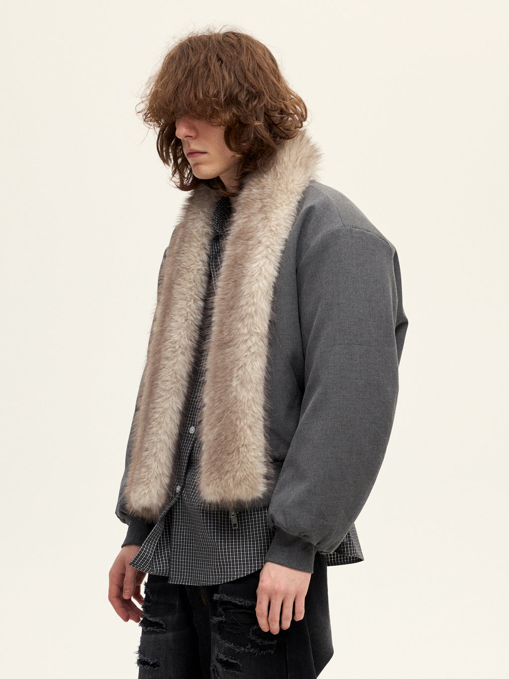 Fur Scarf Suit Style Air Force Jacket