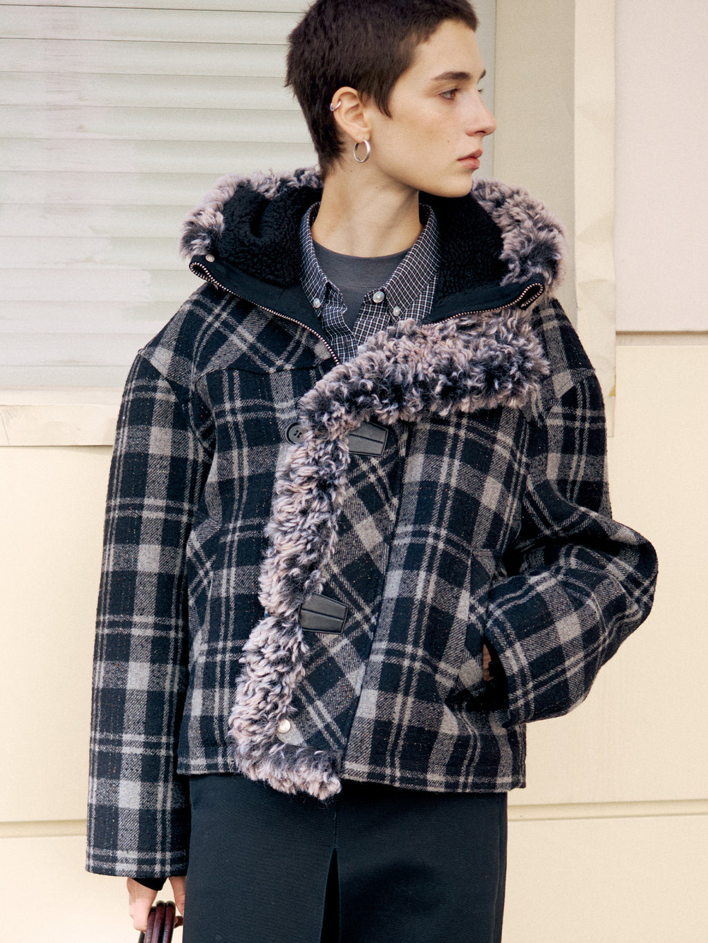 Plaid Snow Woolen Jacket