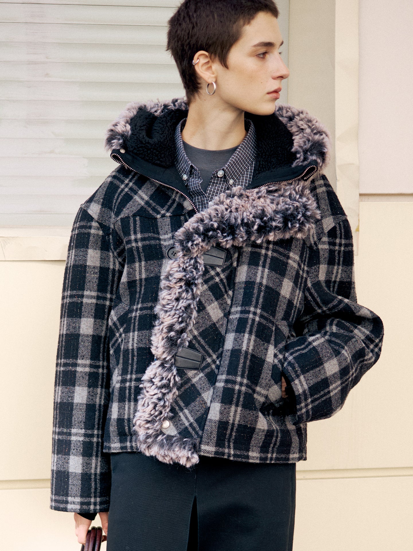 Plaid Snow Woolen Jacket