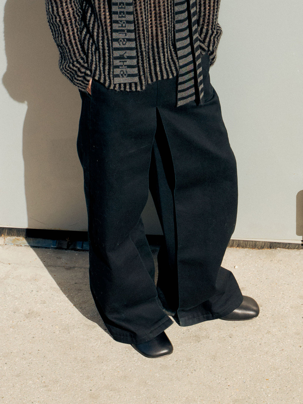 Pleated Twill Wide-Leg Pant