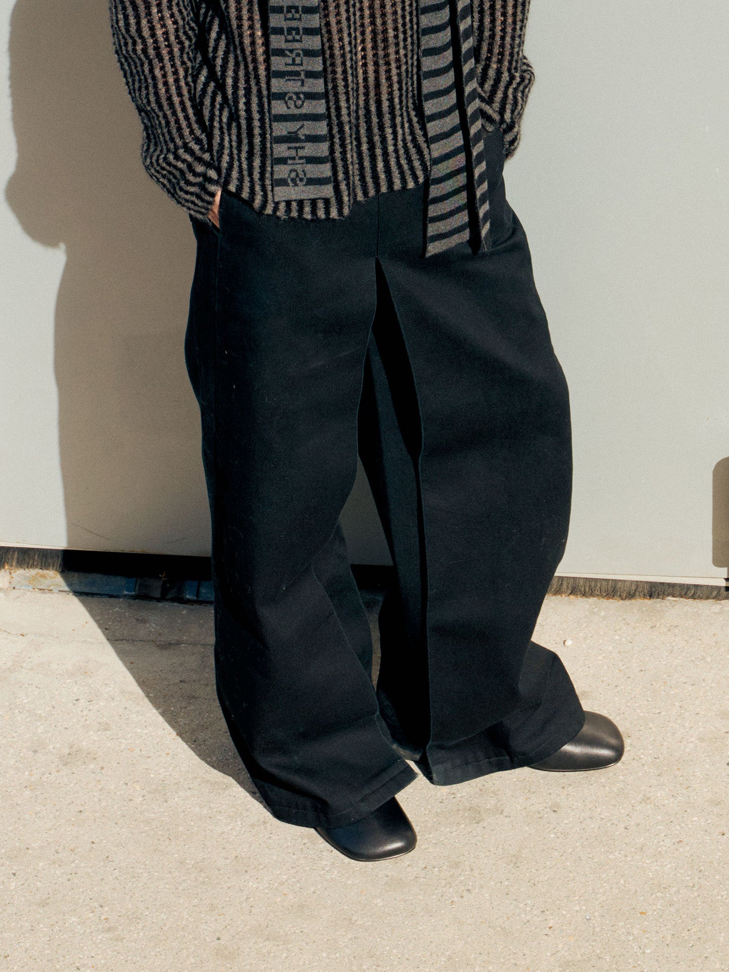 Pleated Twill Wide-Leg Pant